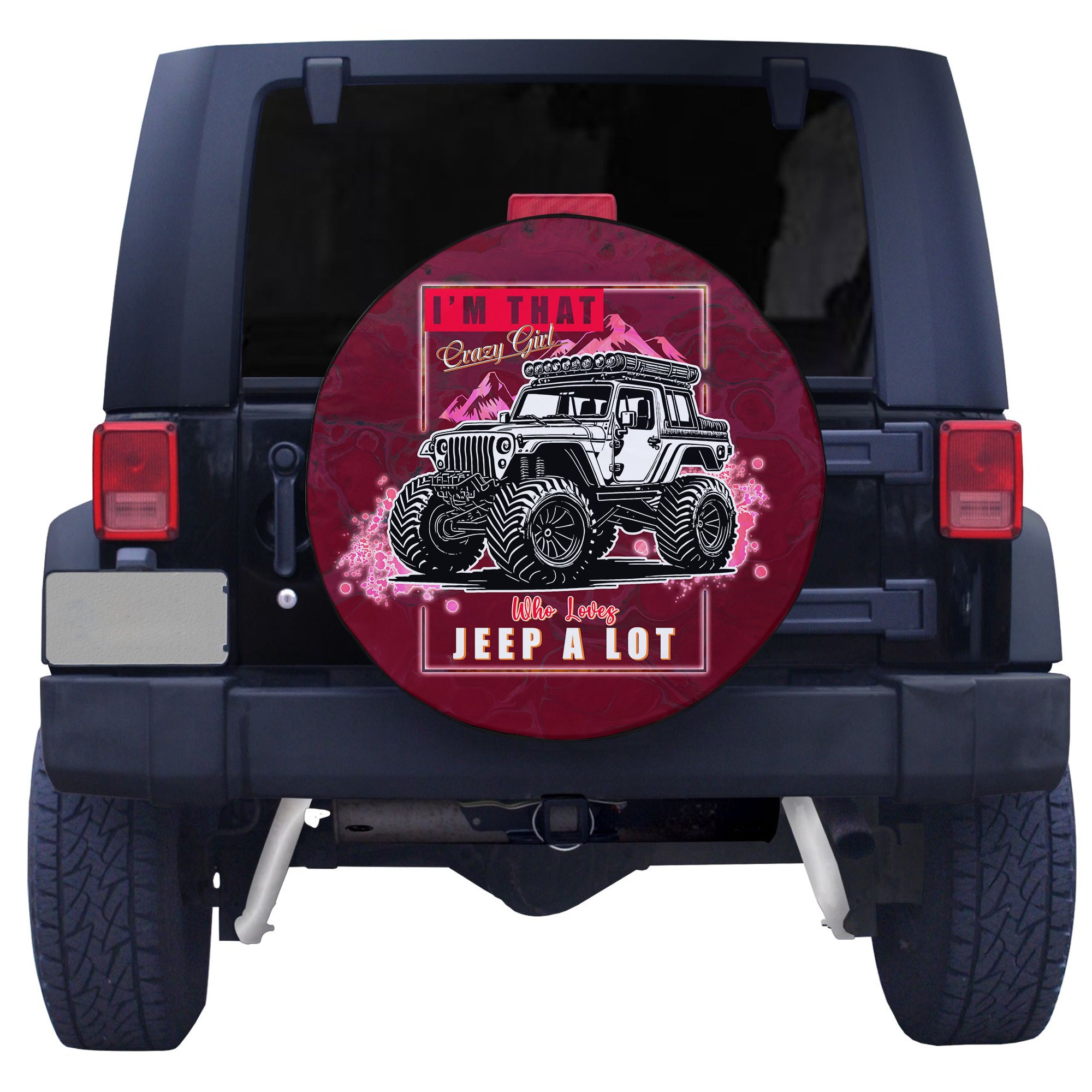 Red Jeep Spare Tire Cover I'm That Crazy Girl Who Loves Jeep A Lot TS06