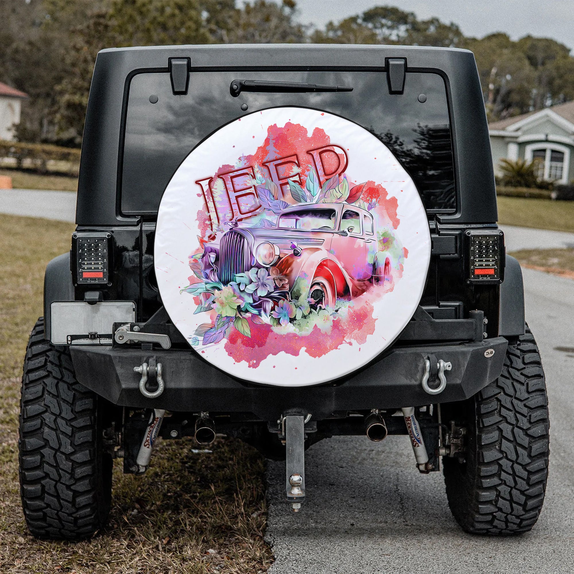 Red Jeep Spare Tire Cover Not All Those Who Wander Are Lost TS06