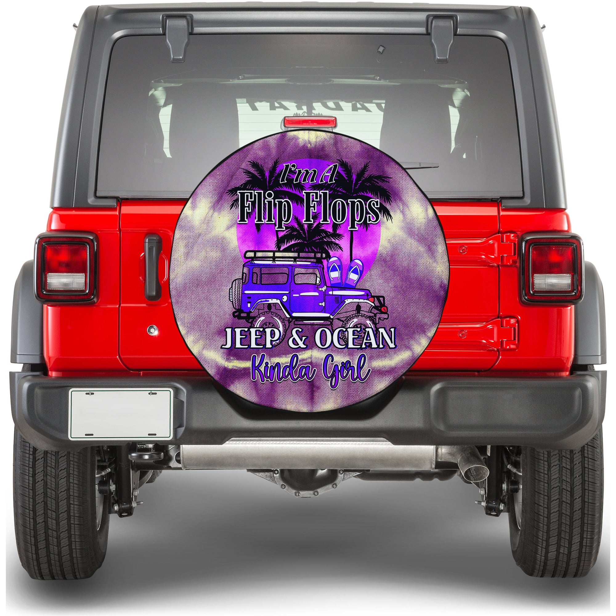 Violet Jeep Tie Dye Spare Tire Cover Im A Flip Flops Jeep And Ocean Kinda Girl Ver.02 TS06