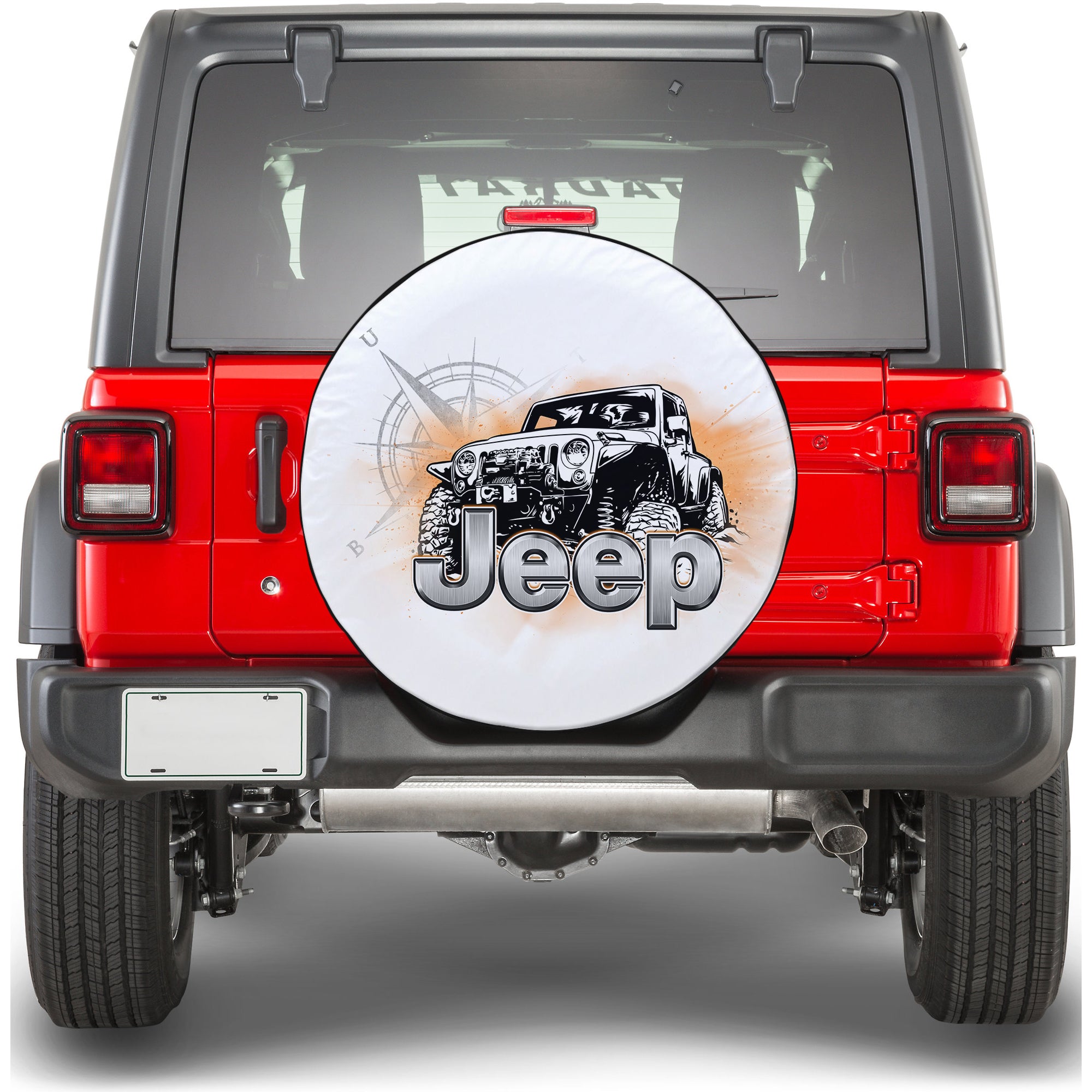 White Jeep Spare Tire Cover Not All Who Wander Are Lost Compass TS06