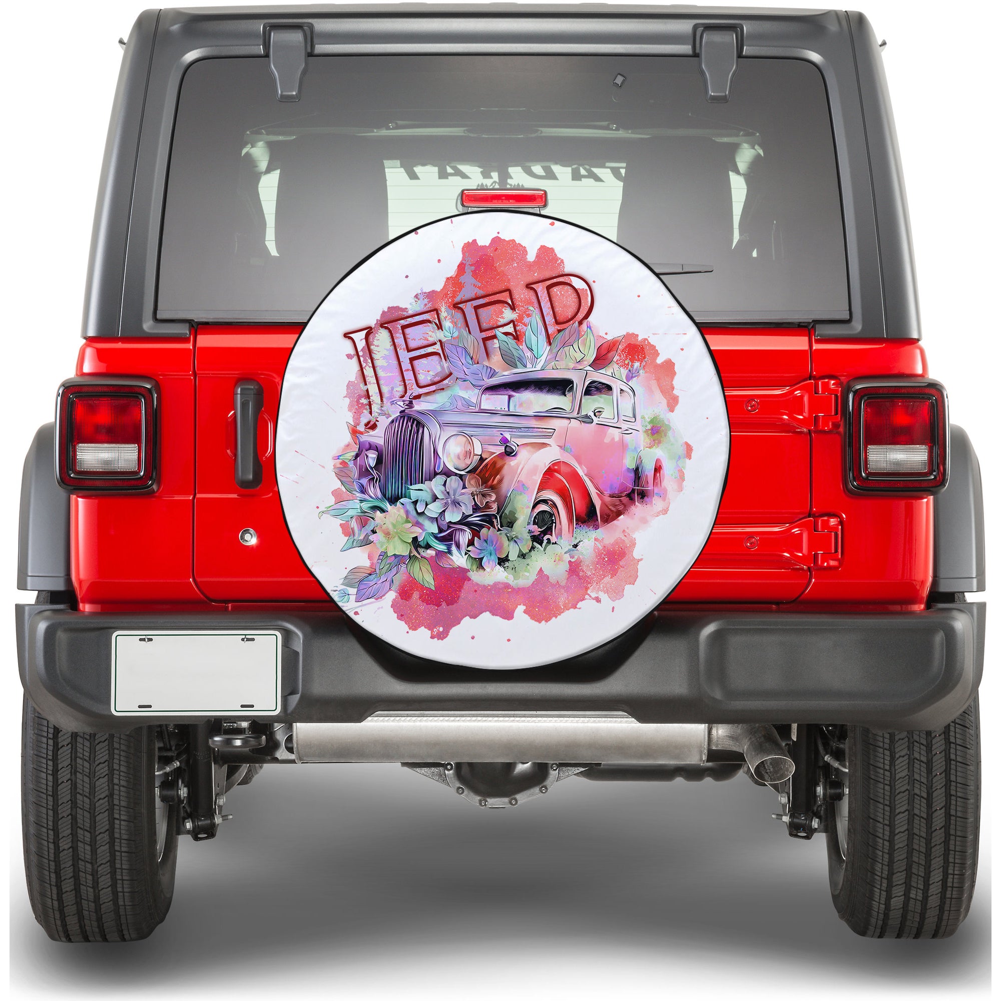 Red Jeep Spare Tire Cover Not All Those Who Wander Are Lost TS06