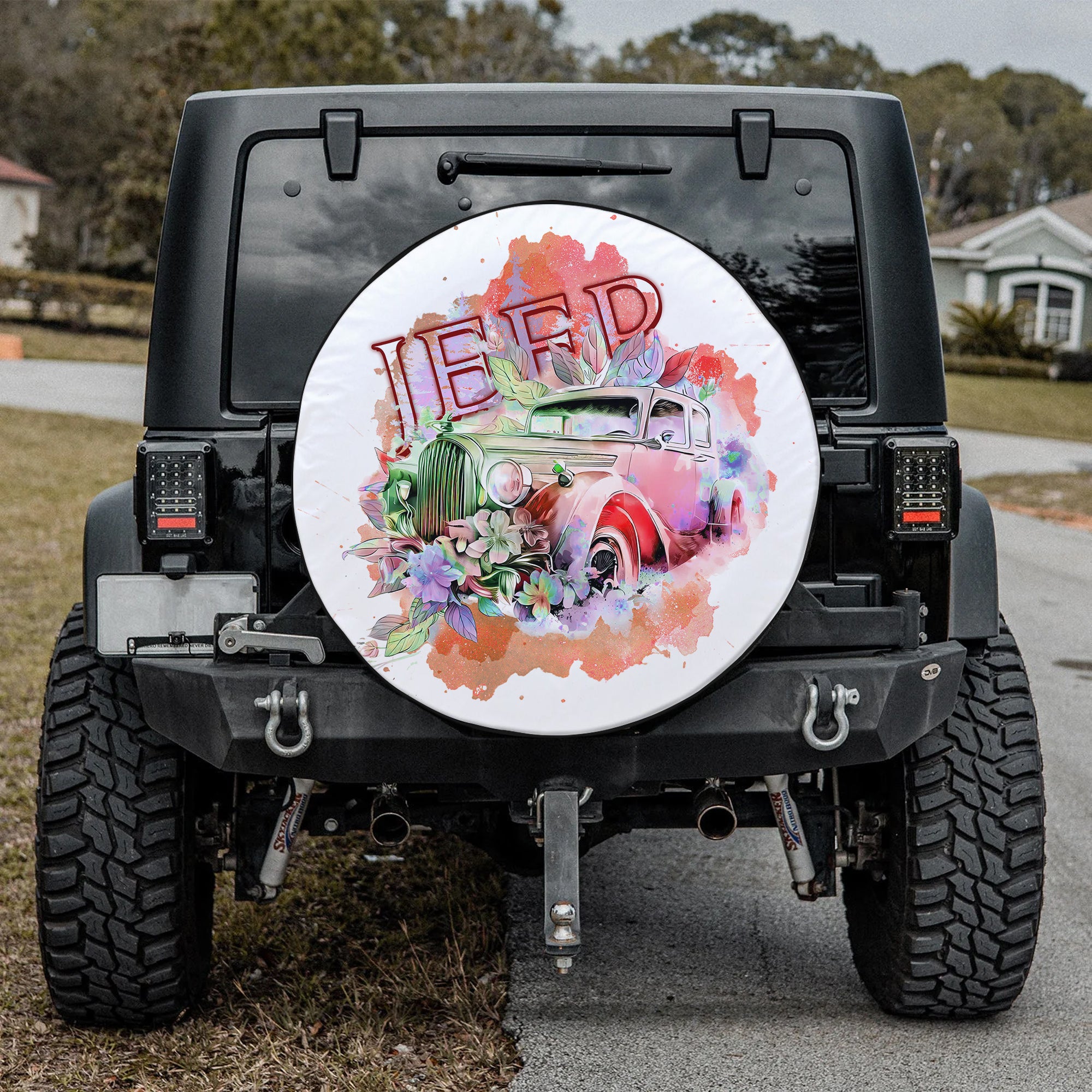 Orange Jeep Spare Tire Cover Not All Those Who Wander Are Lost TS06