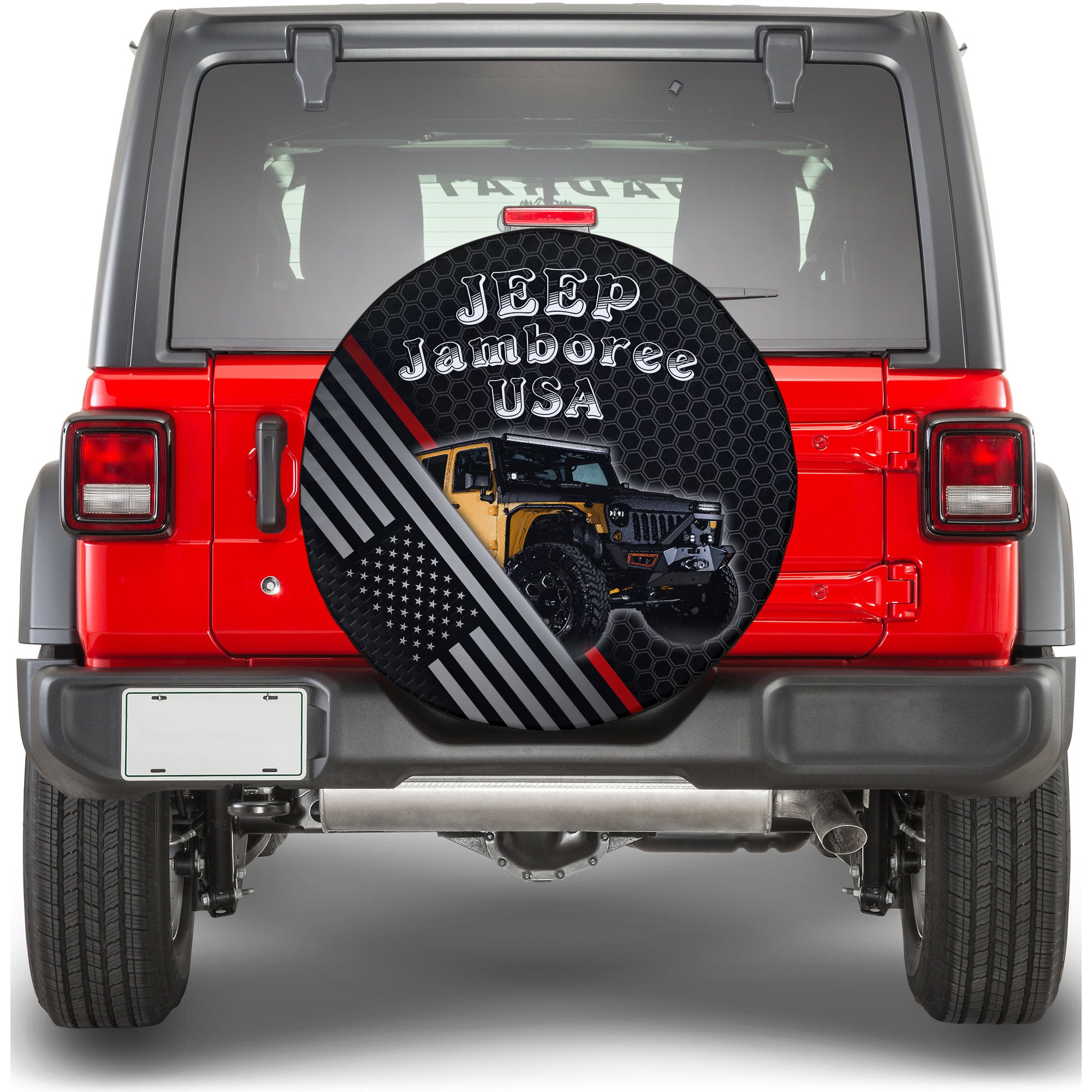 Jeep Jamboree USA Spare Tire Cover Metallmesh Texture Mix American Flag TS06