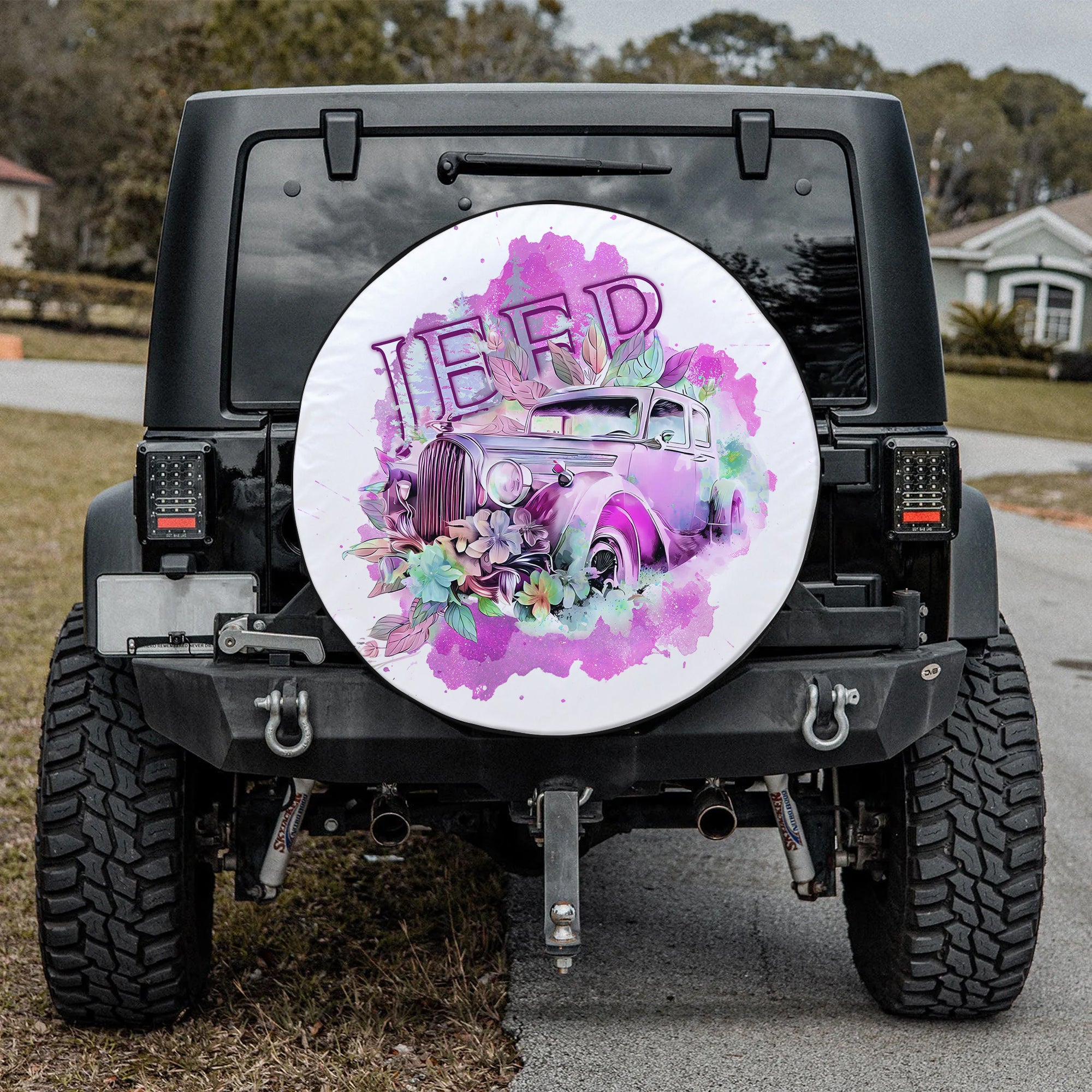 Pink Jeep Spare Tire Cover Not All Those Who Wander Are Lost TS06