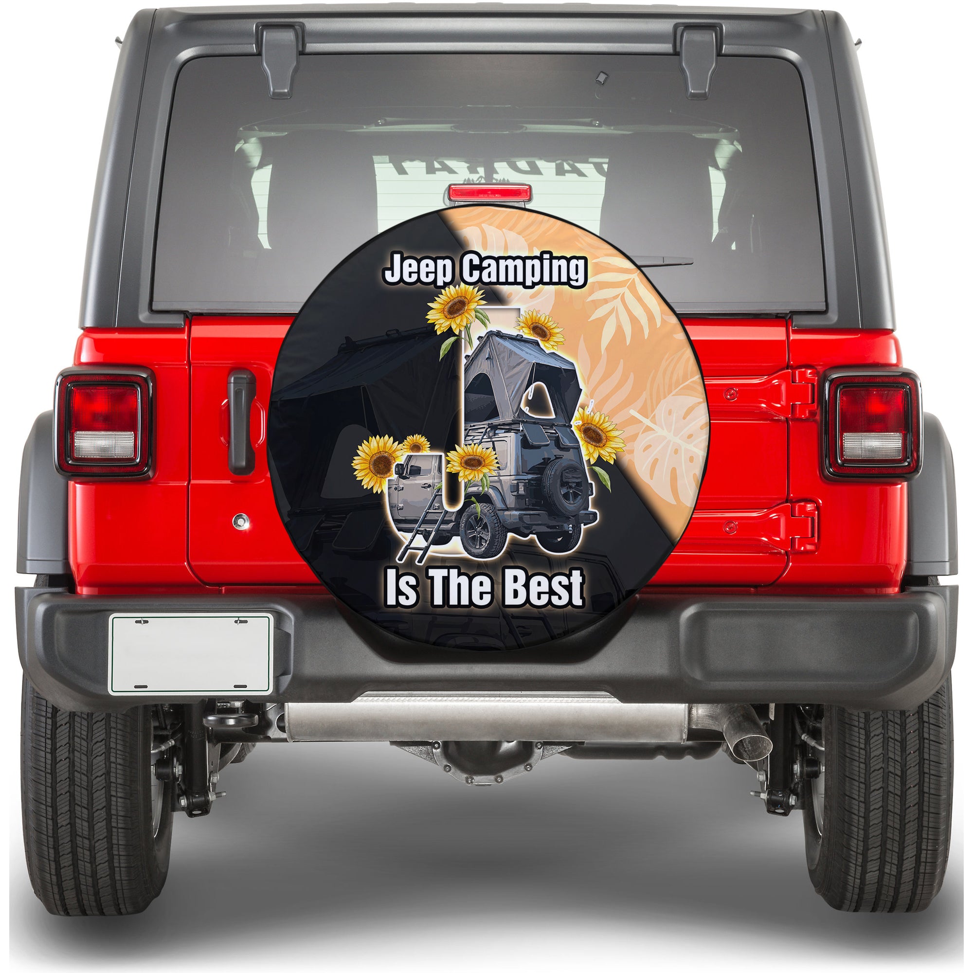 Jeep Camping Is The Best Spare Tire Cover J Alphabet Mix Sunflower TS06