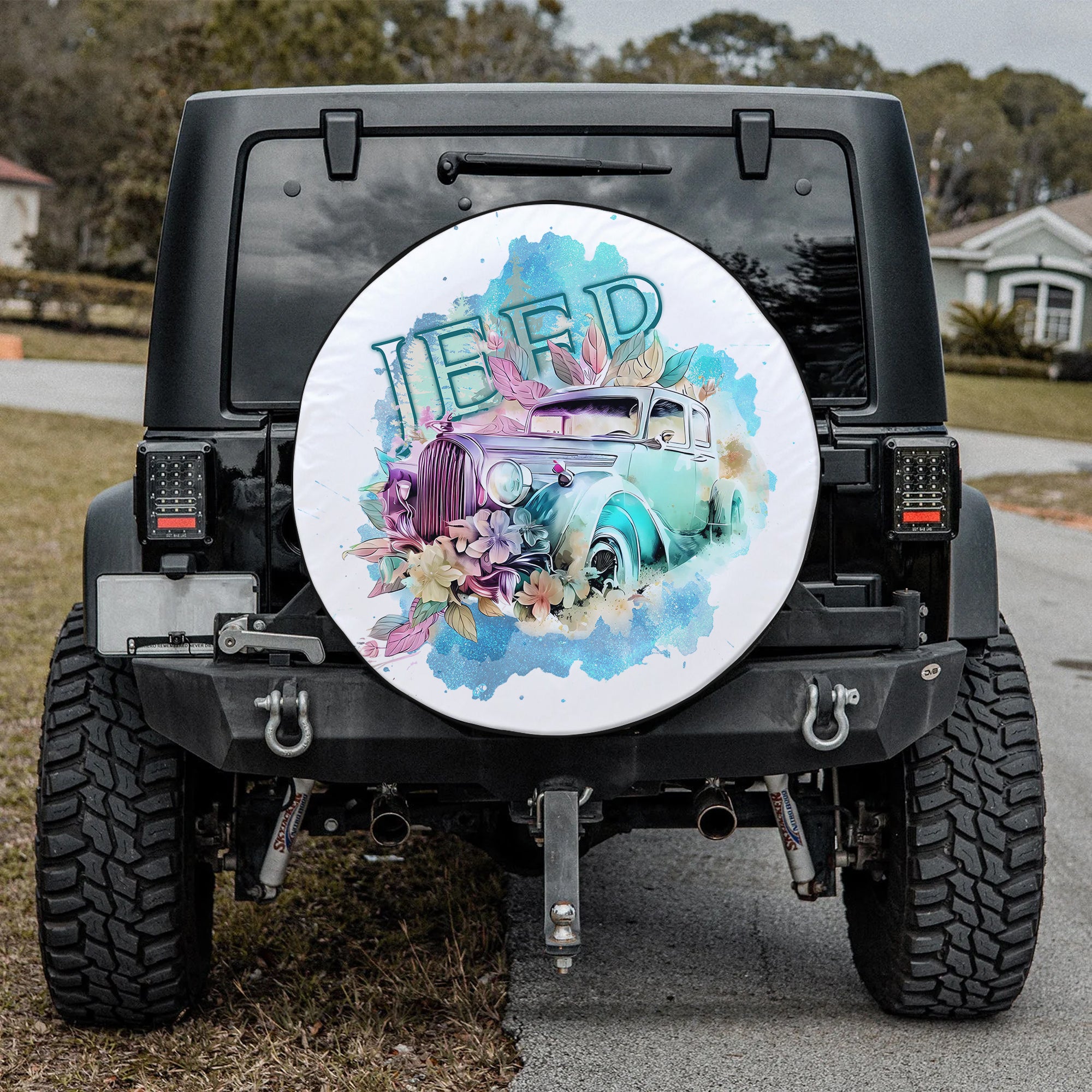 Blue Jeep Spare Tire Cover Not All Those Who Wander Are Lost TS06