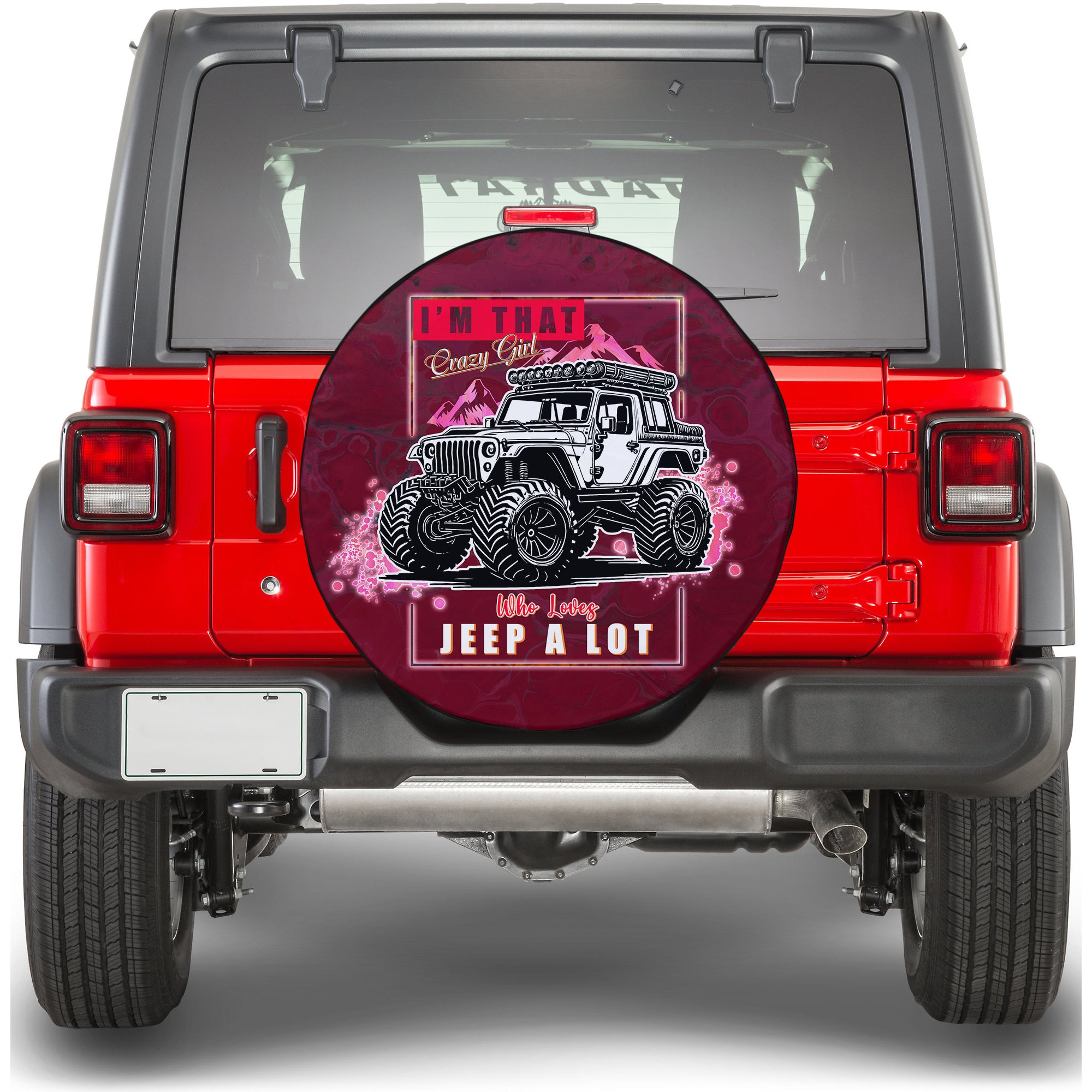 Red Jeep Spare Tire Cover I'm That Crazy Girl Who Loves Jeep A Lot TS06