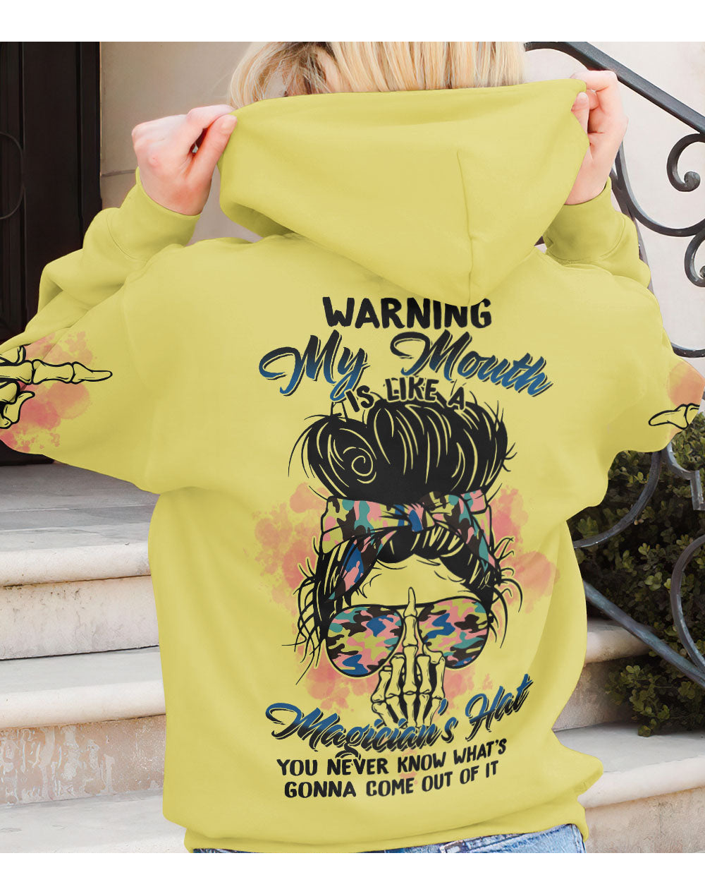 Warning My Mouth Messy Skull Hoodie