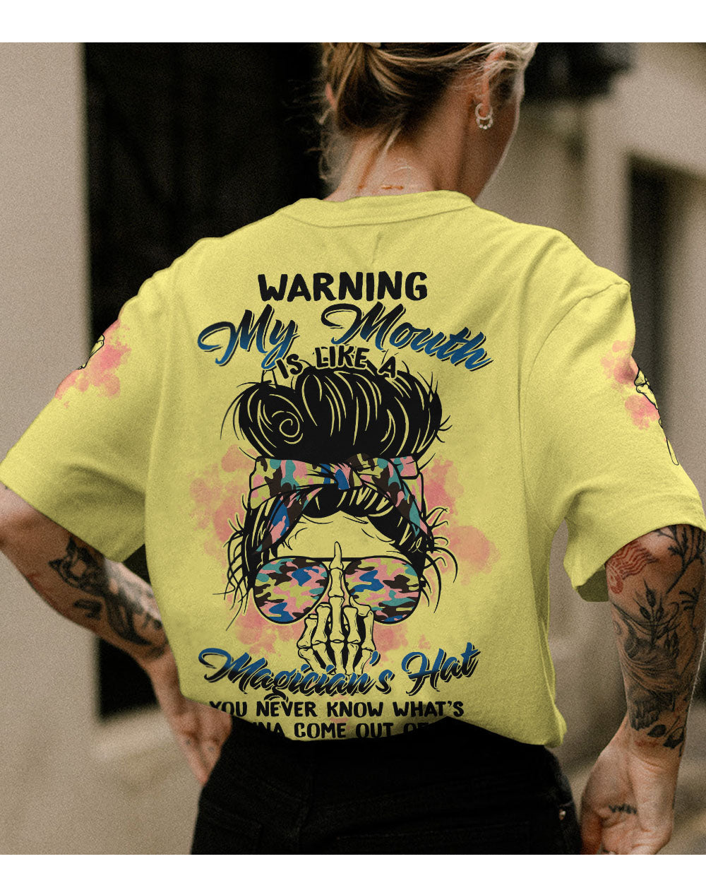 Warning My Mouth Messy Skull T Shirt