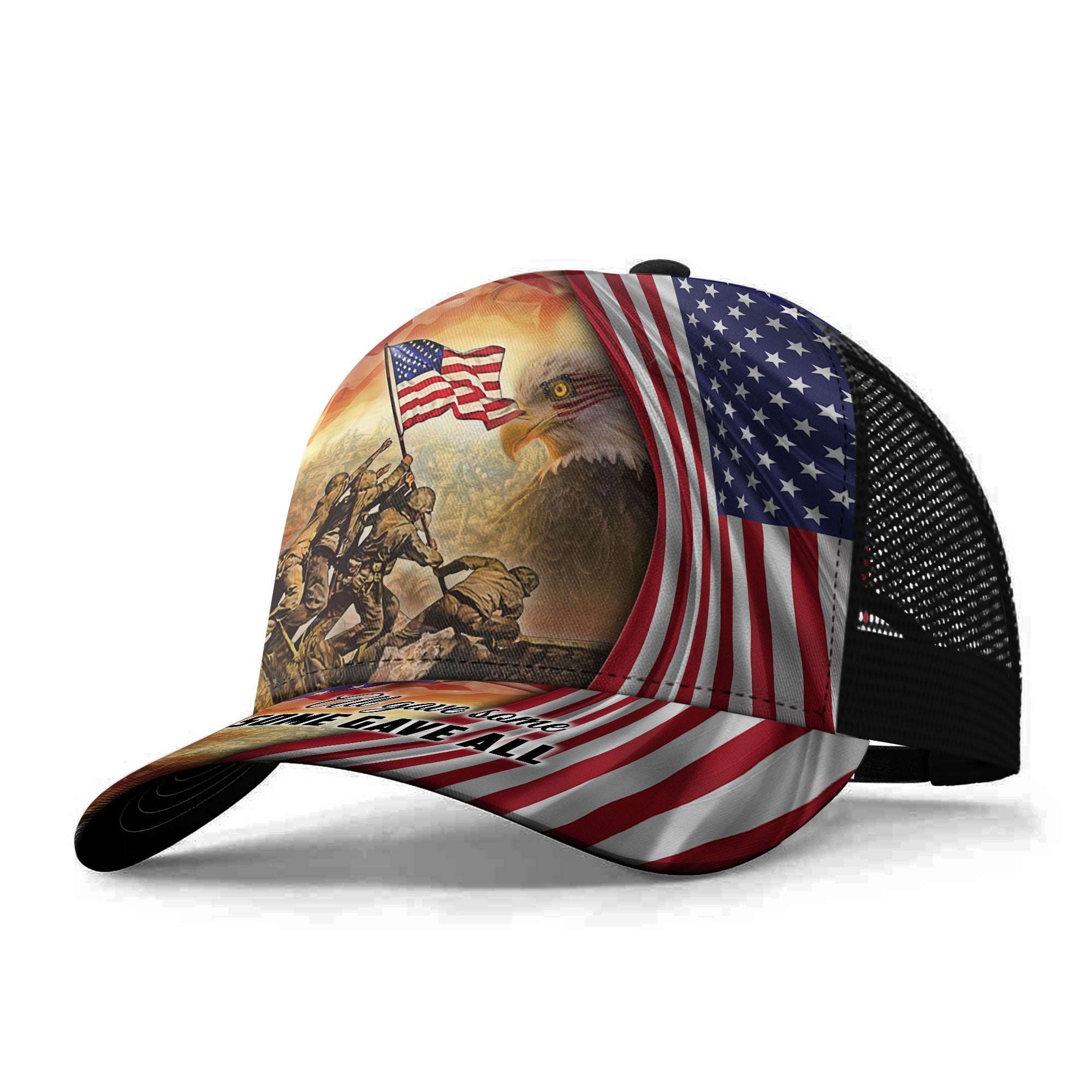 Premium Honor The Fallen, US Veteran Eagle 3D Hats Personalized