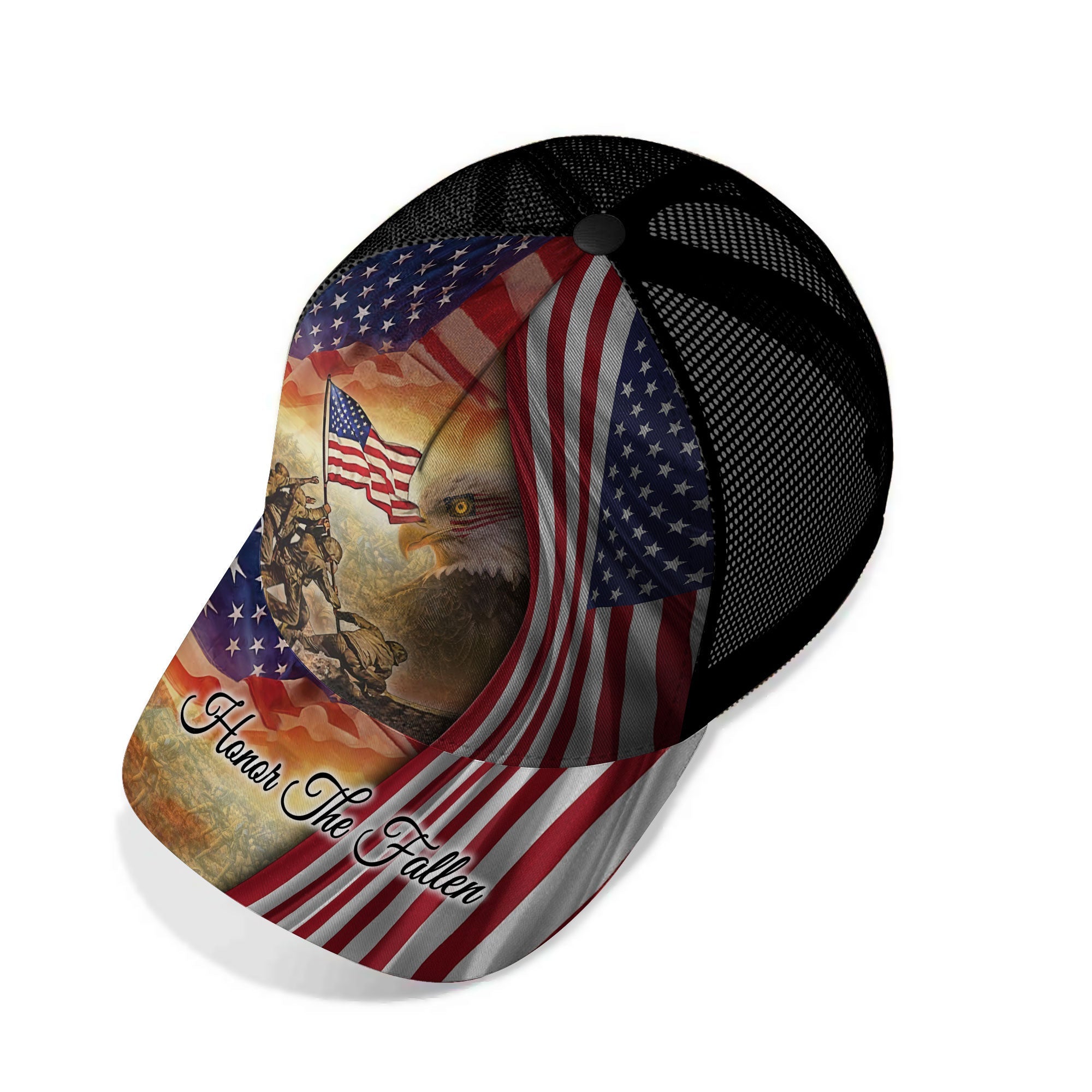 Premium Honor The Fallen, US Veteran Eagle 3D Hats Personalized