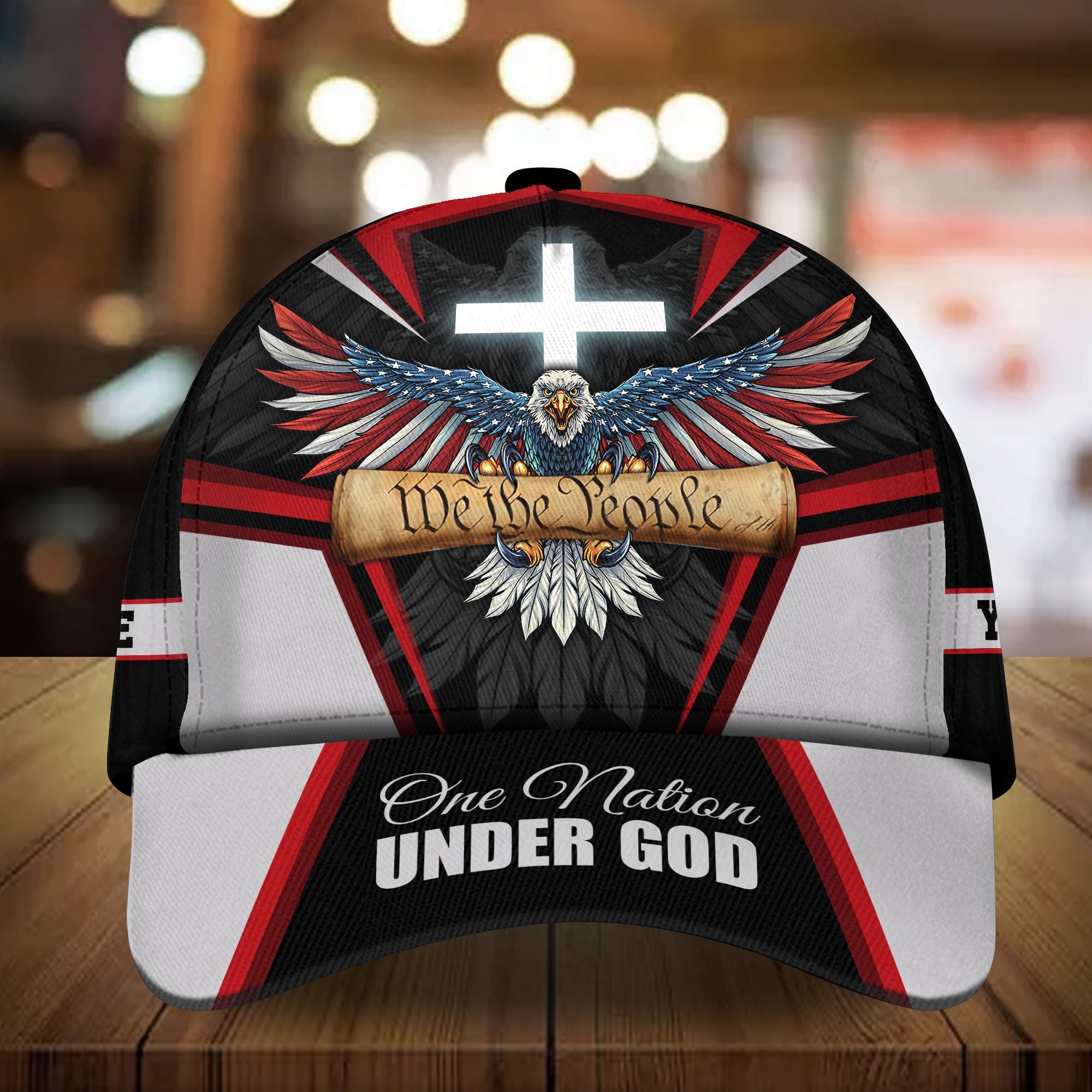 Premium America Eagle Patriot Cap Personalized, One Nation Under God