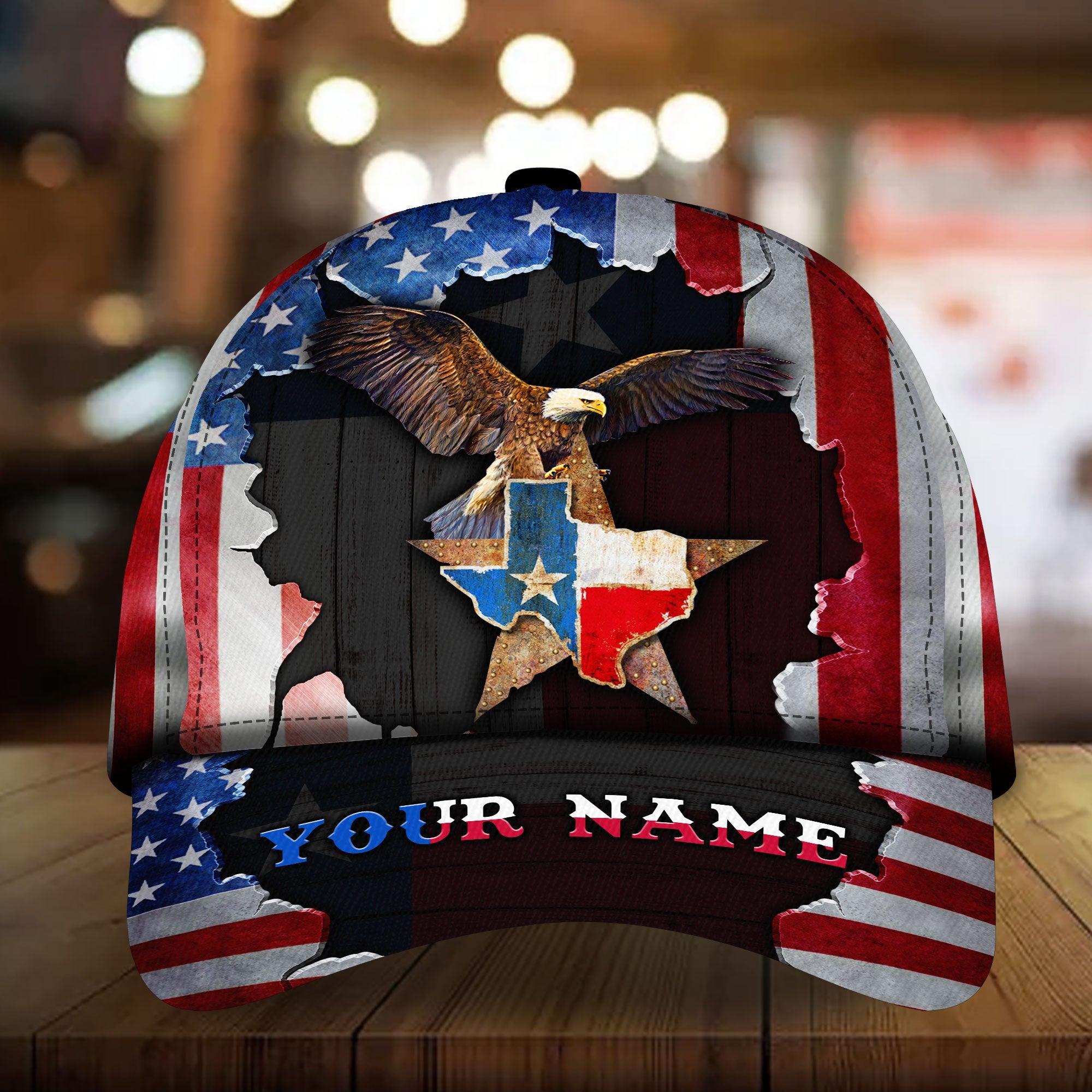 Personalized Retro Texas Patriot American Eagle Classic Cap