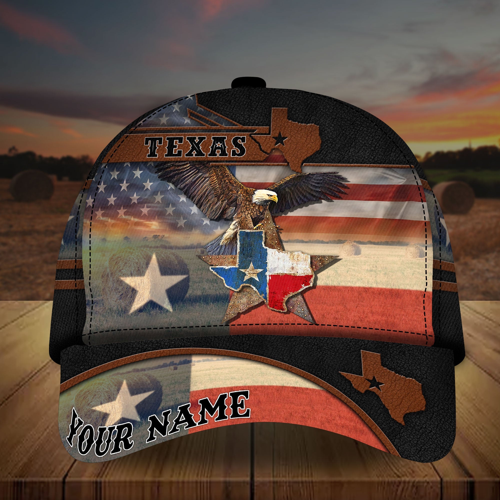 Premium Texas Map Eagle Hanging Retro Cap Personalized