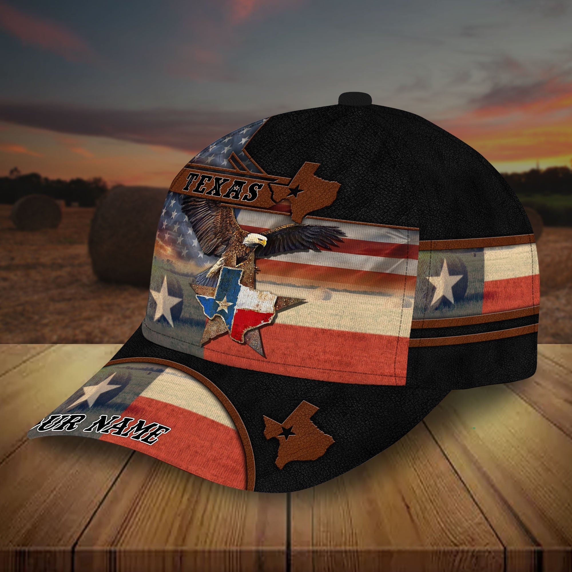 Premium Texas Map Eagle Hanging Retro Cap Personalized