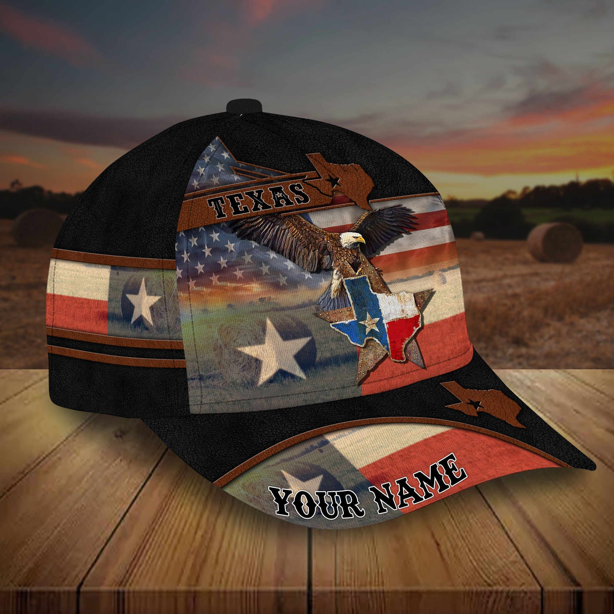 Premium Texas Map Eagle Hanging Retro Cap Personalized