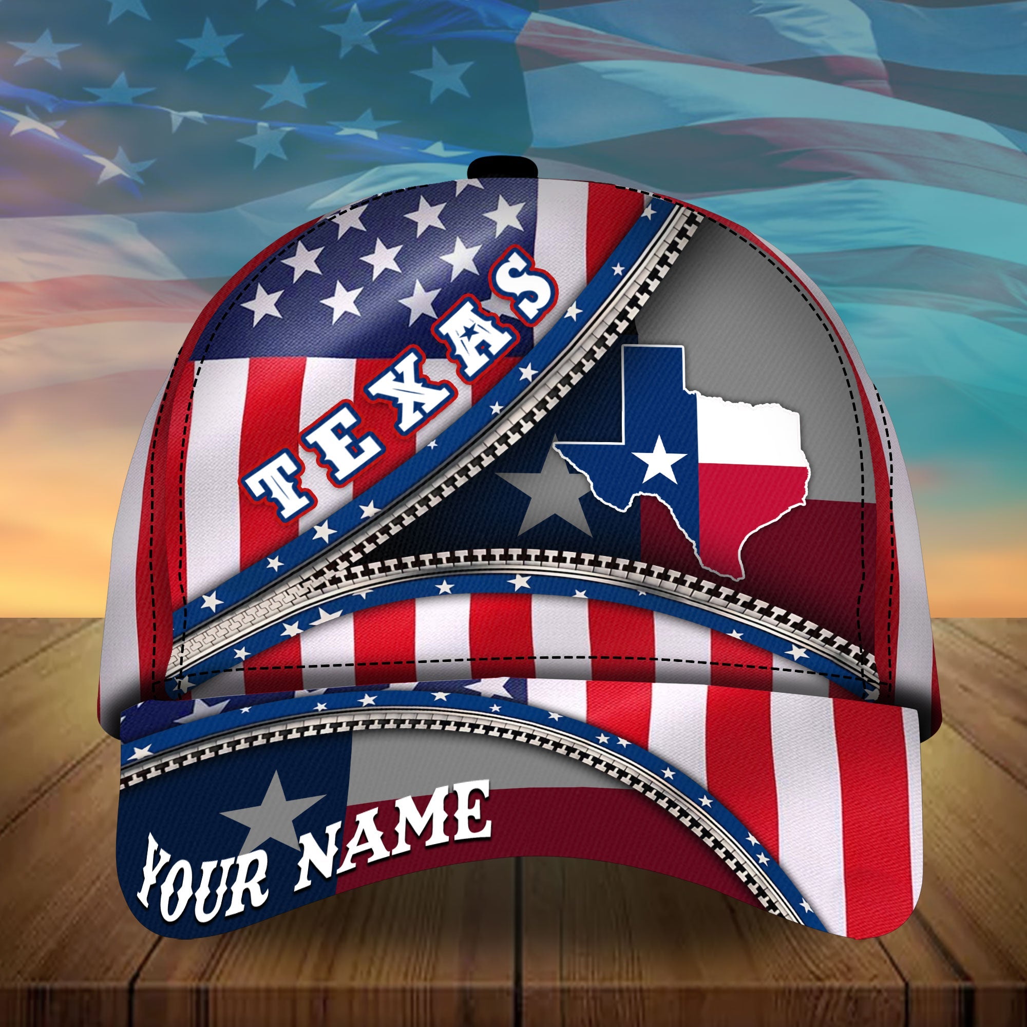 Personalized Texas Patriot America Zipper Concept Classic Cap