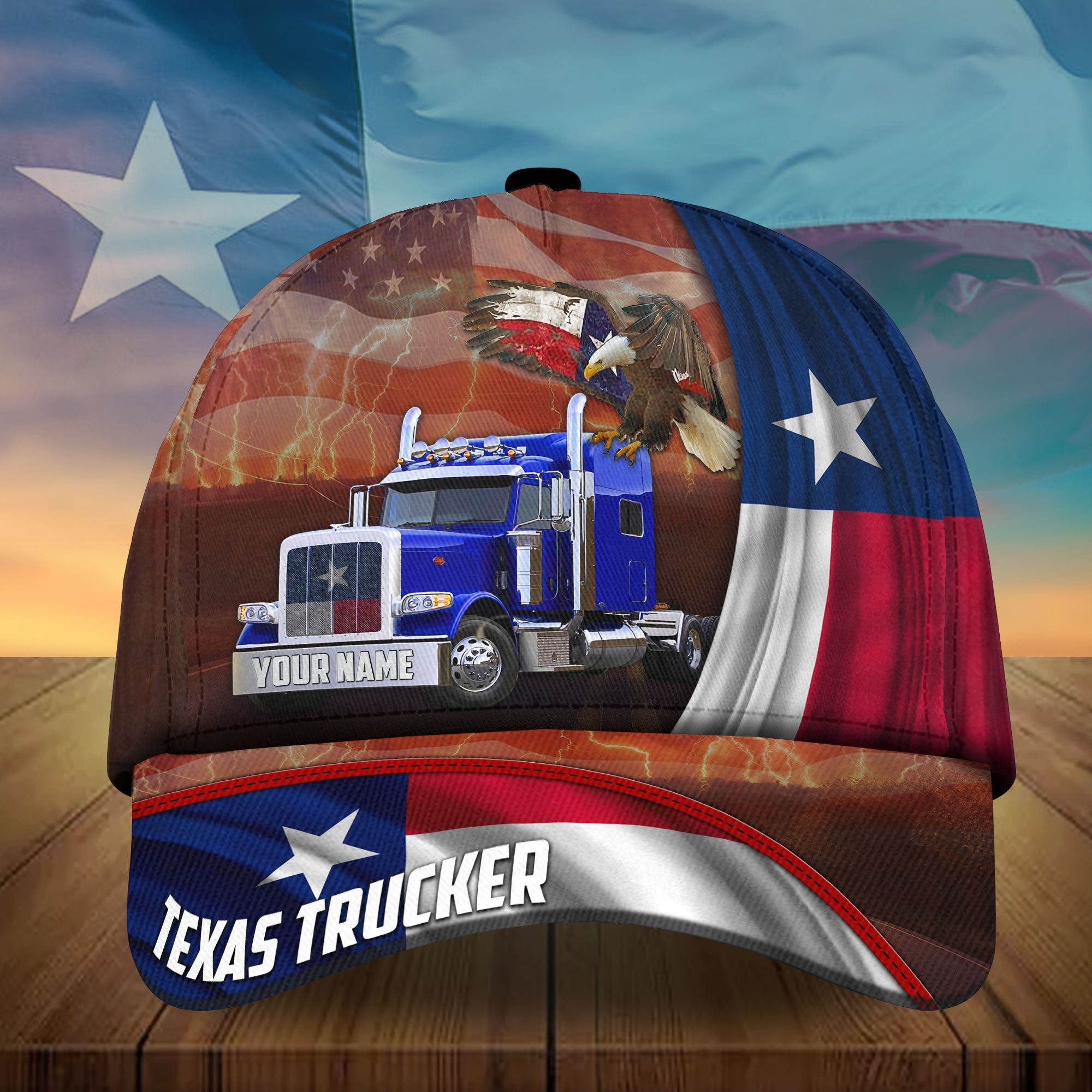 Premium Texas Truckers Patriotic Cap Multicolor Personalized