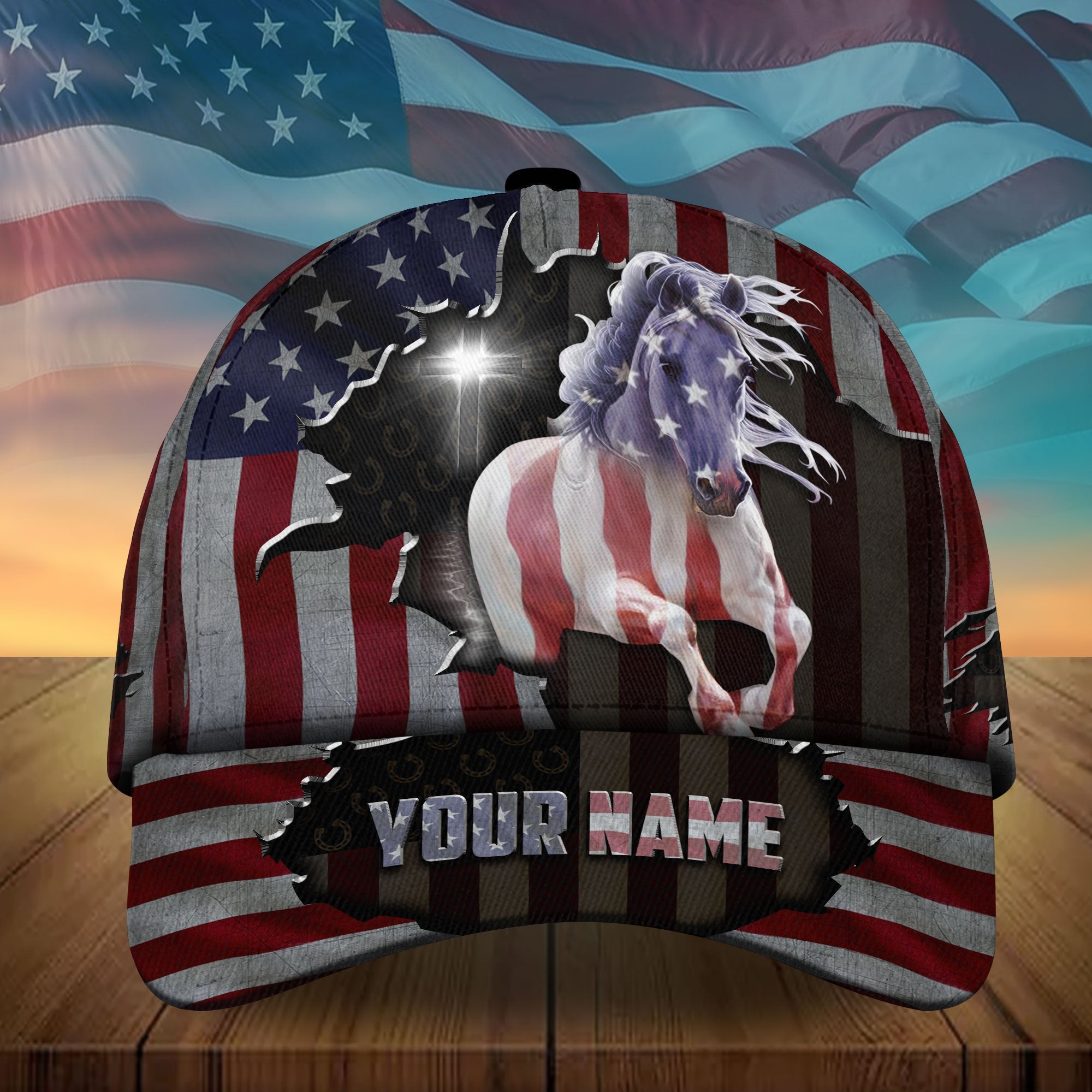 Premium Unique Crack American Horse Patriot Hats Personalized