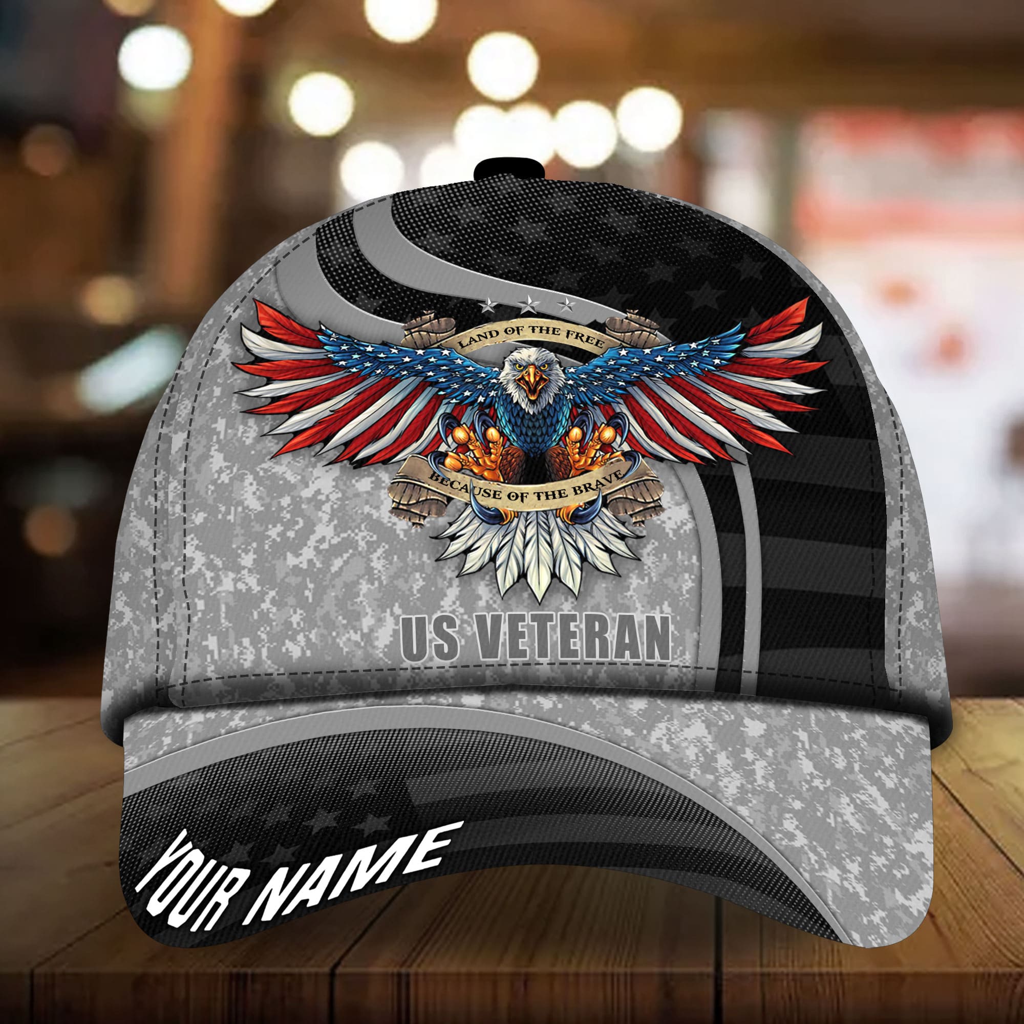 Premium Unique Eagle Veteran Hats 3D Printed Camo Personalized