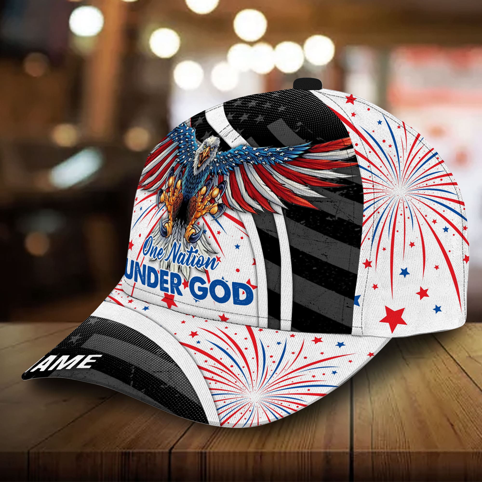 Premium One Nation Under God, Eagle Independence Day 3D Hat Personalized