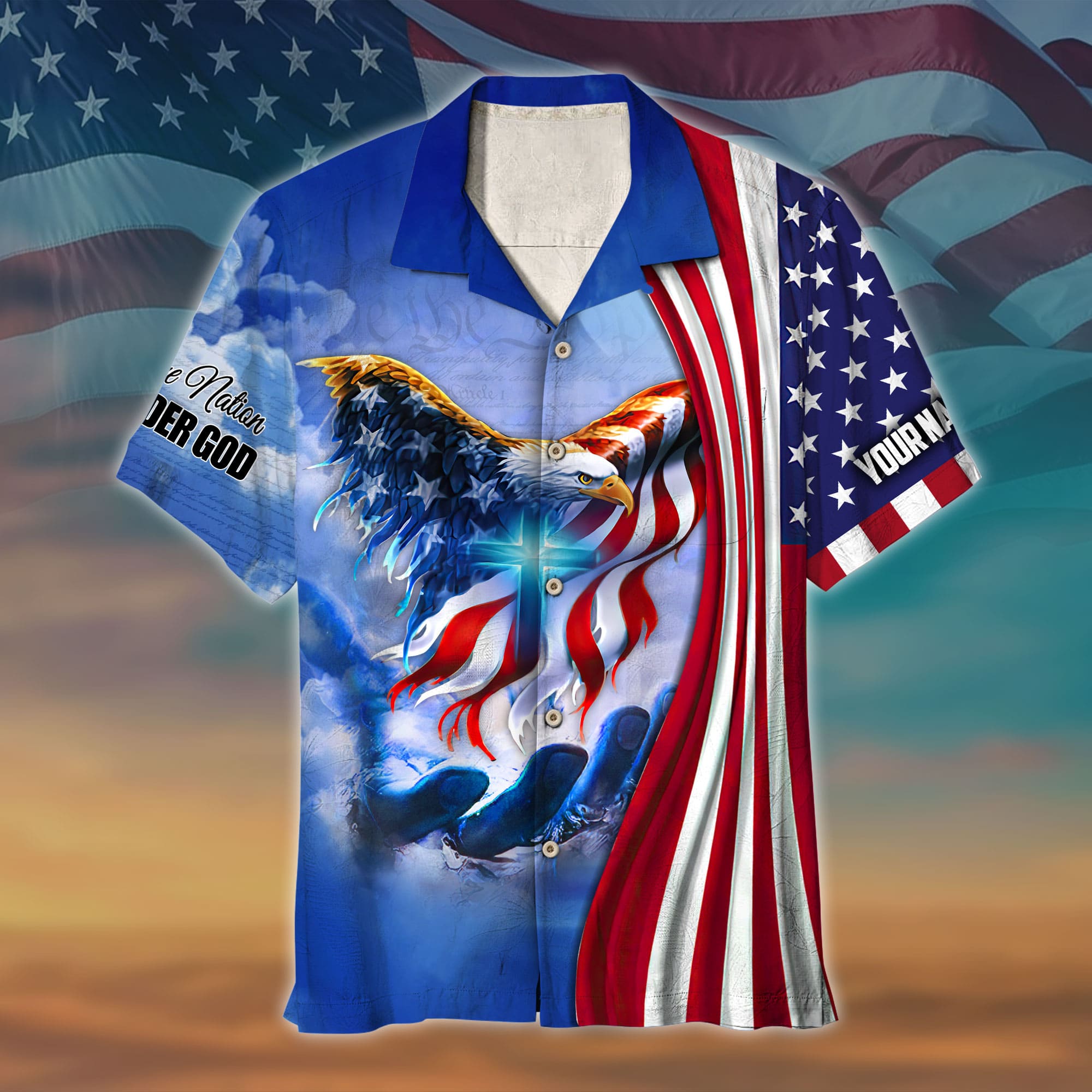 Premium American Eagle Patriot 3D Hawaiian Shirt Printed Personalized