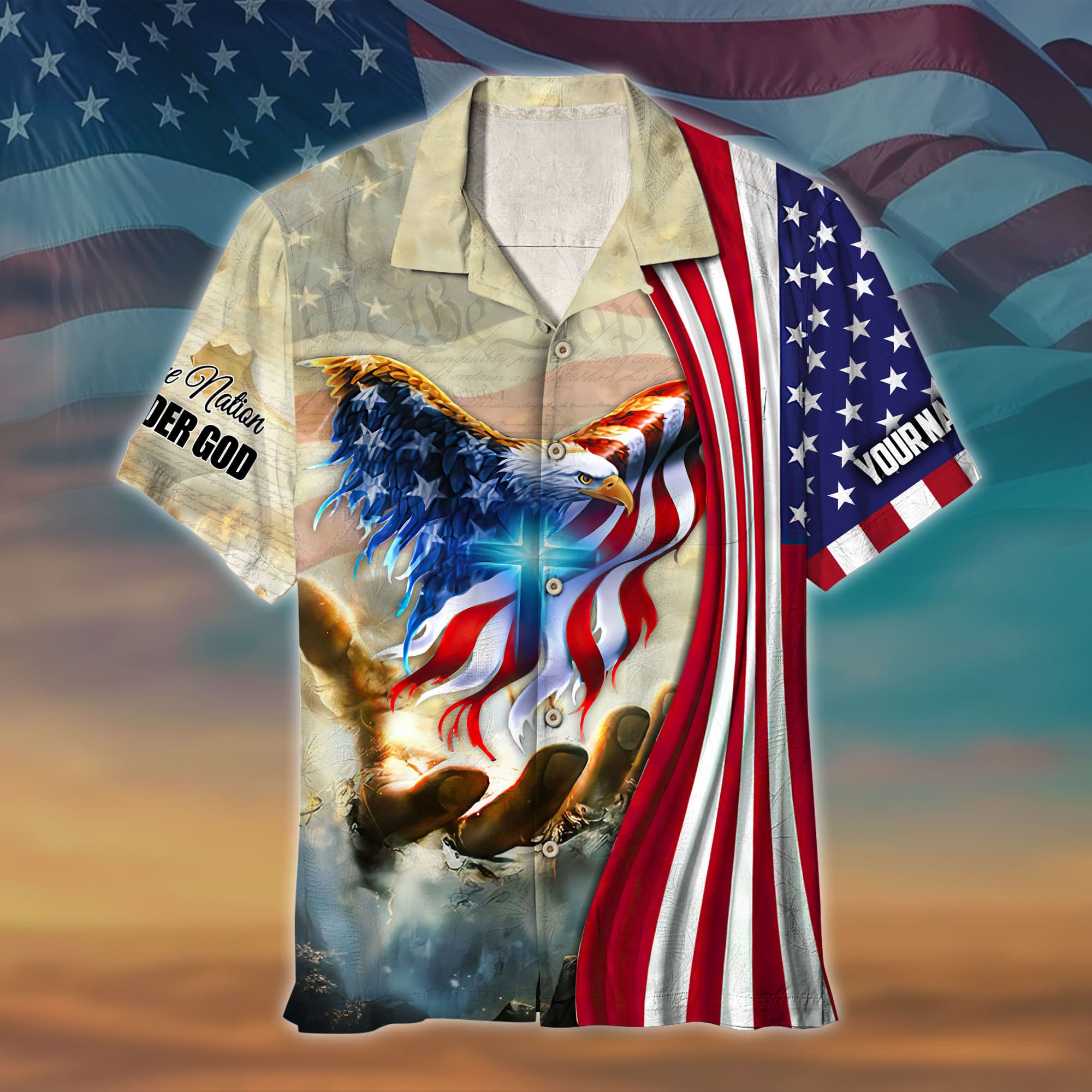 Premium American Eagle Patriot 3D Hawaiian Shirt Printed Personalized