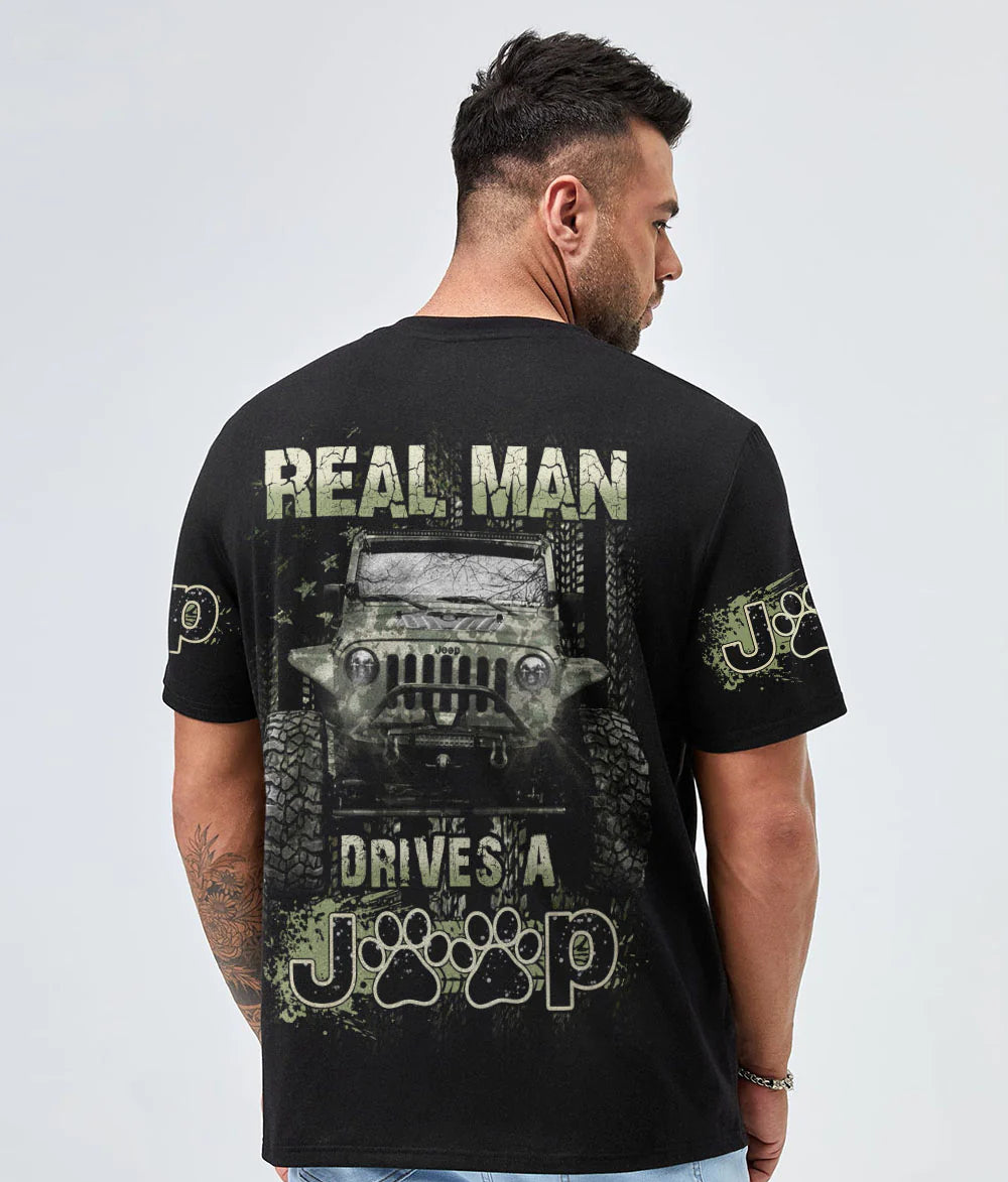 real-man-drive-a-jeep-dog-t-shirt