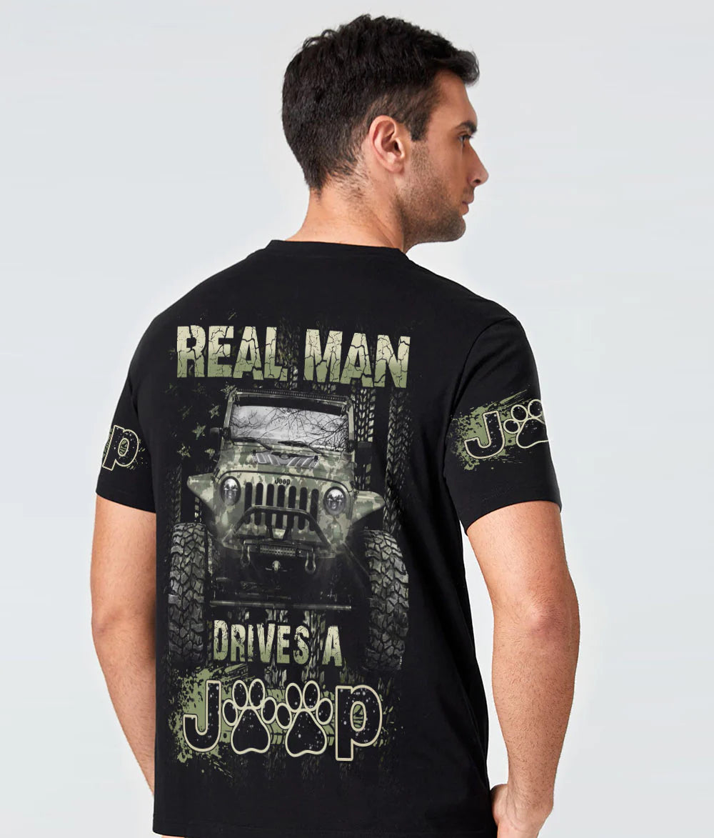 real-man-drive-a-jeep-dog-t-shirt