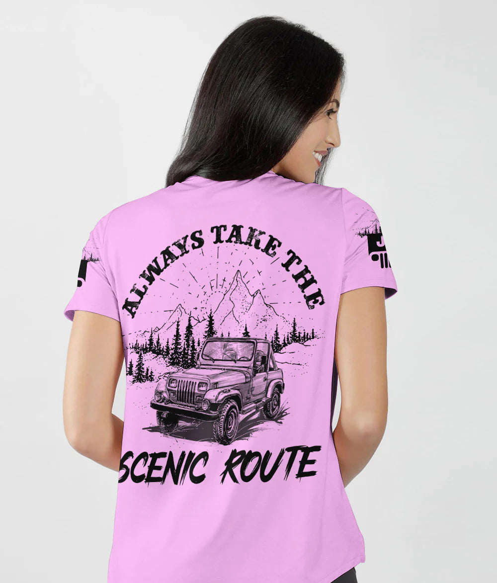 always-take-the-scenic-route-jeep-women-v-neck-t-shirt