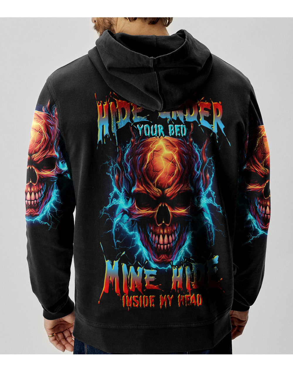 Your Demons Hide Under Your Bed Skull Hoodie