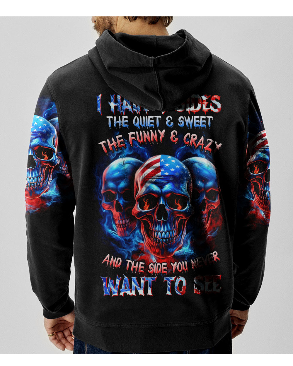 I Have 3 Side 3 Skull Black Hoodie