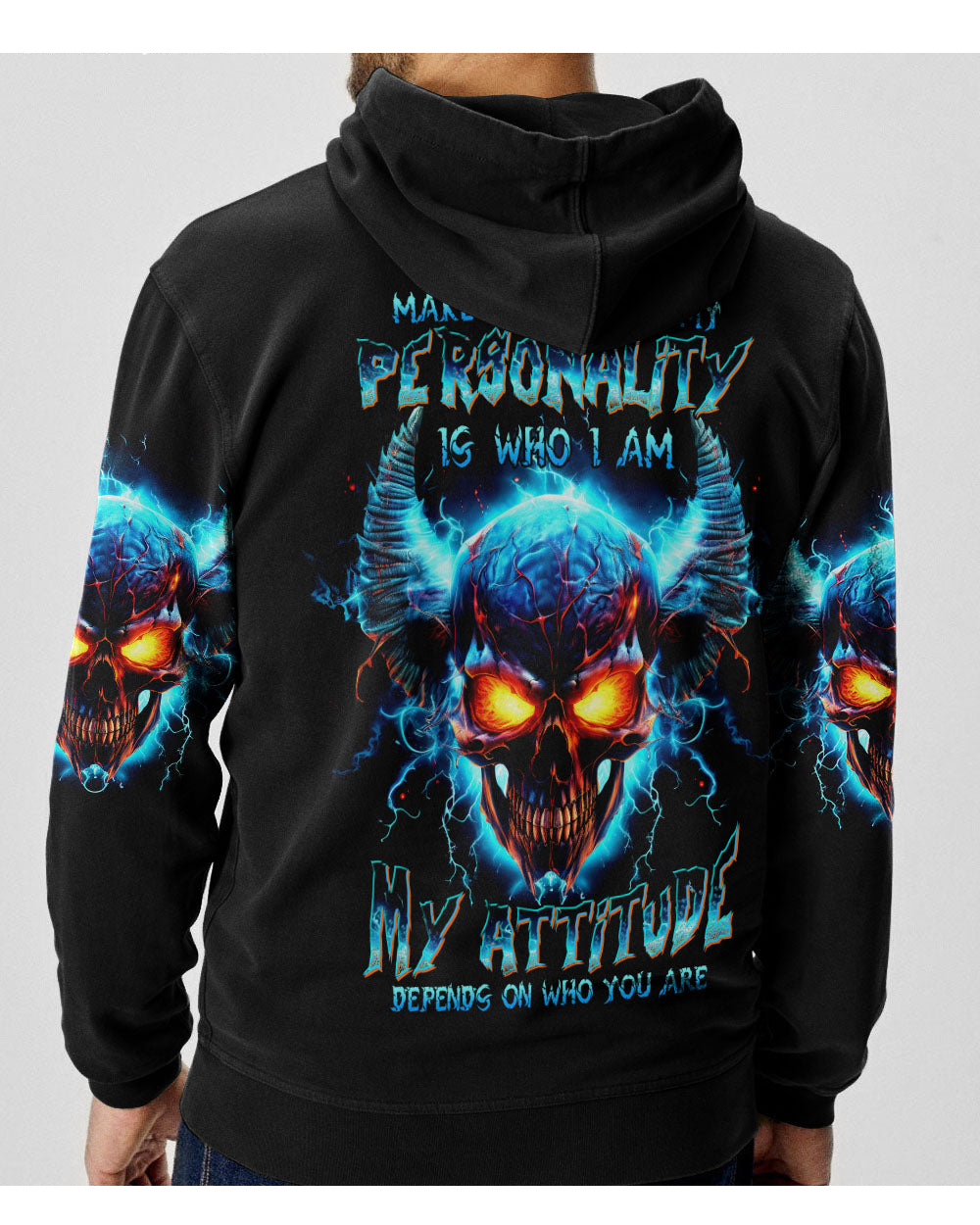 Make No Mistake Demon Skull Black Hoodie