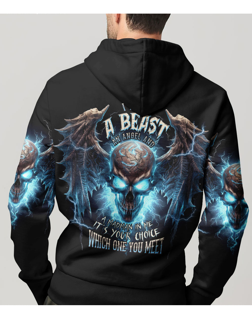 I Hold A Beast An Angel Skull Skull Wings Hoodie