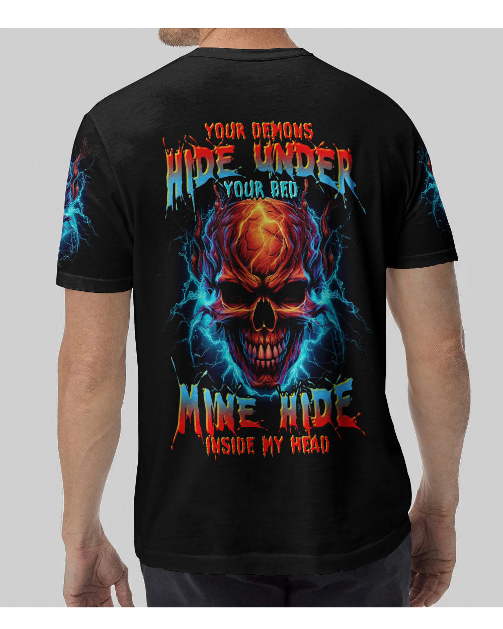 Your Demons Hide Under Your Bed Skull T Shirt