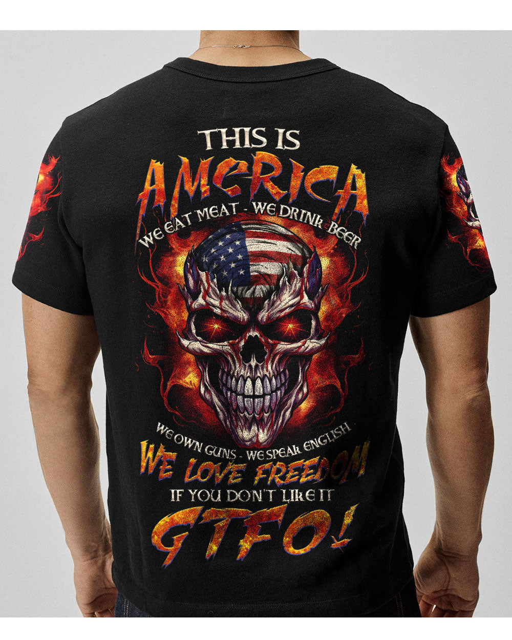 This Is American Skull Flag Fire T Shirt