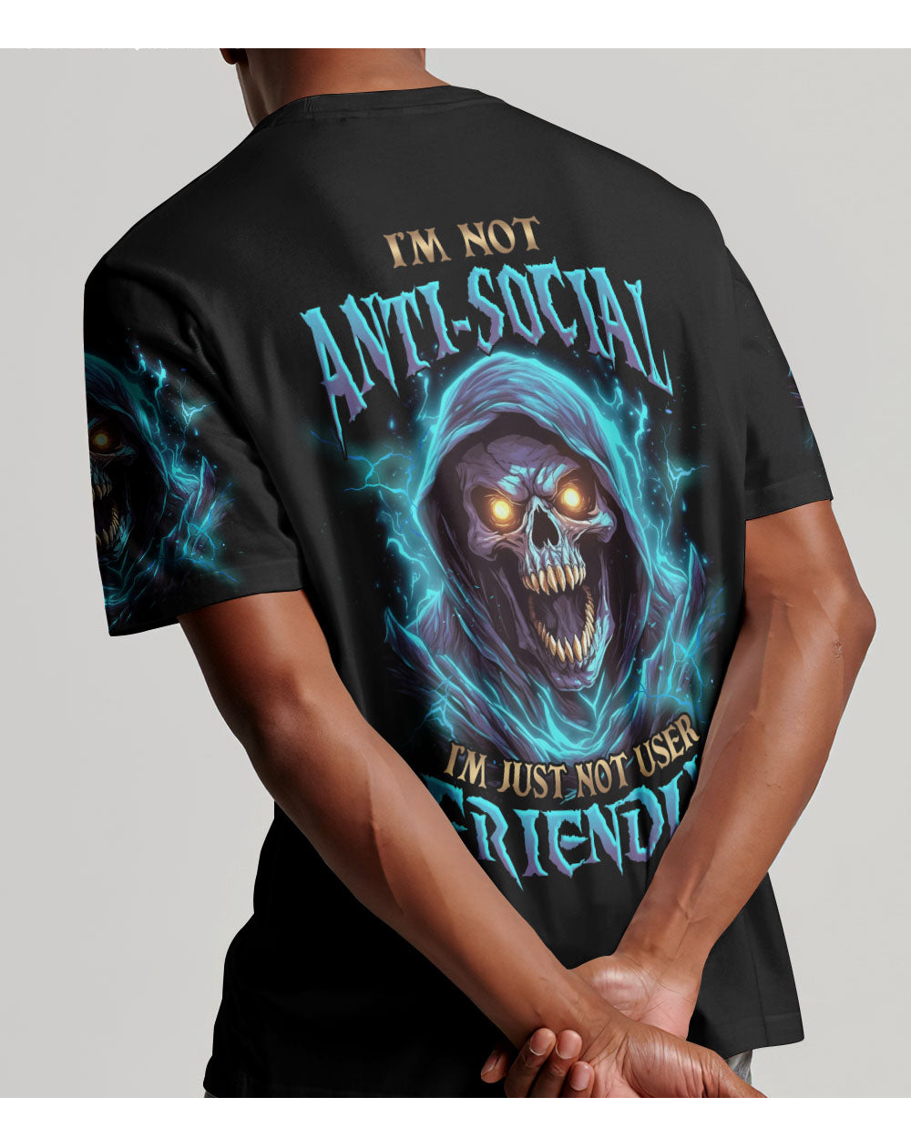 I'm Not Anti Social Skull Black T Shirt