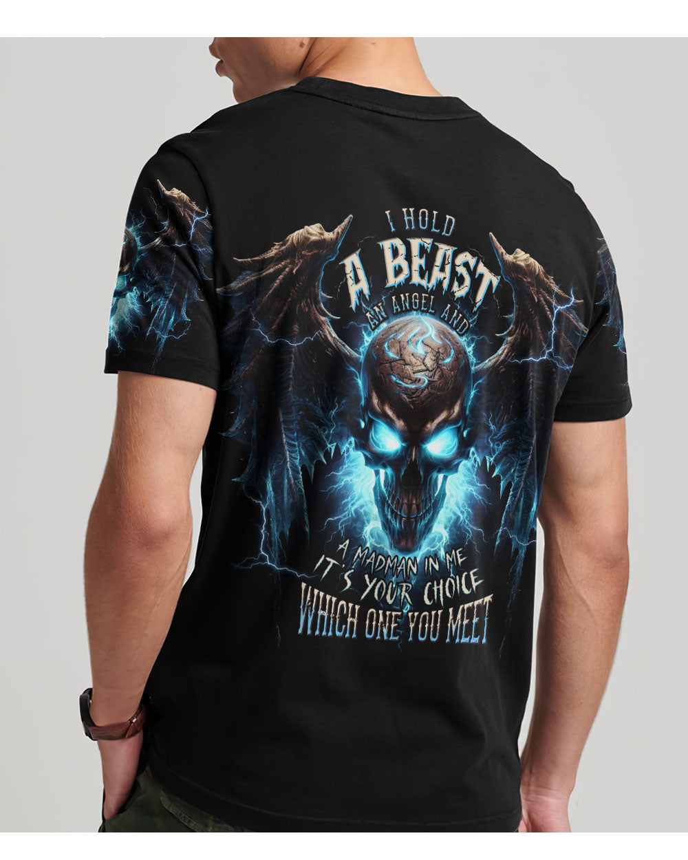 I Hold A Beast An Angel Skull Skull Wings T Shirt