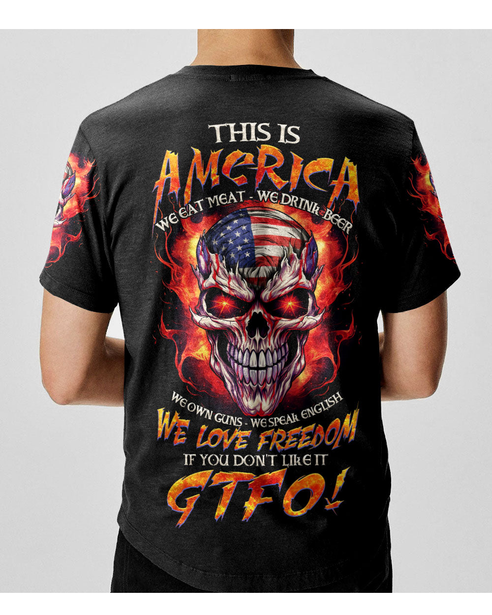 This Is American Skull Flag Fire T Shirt