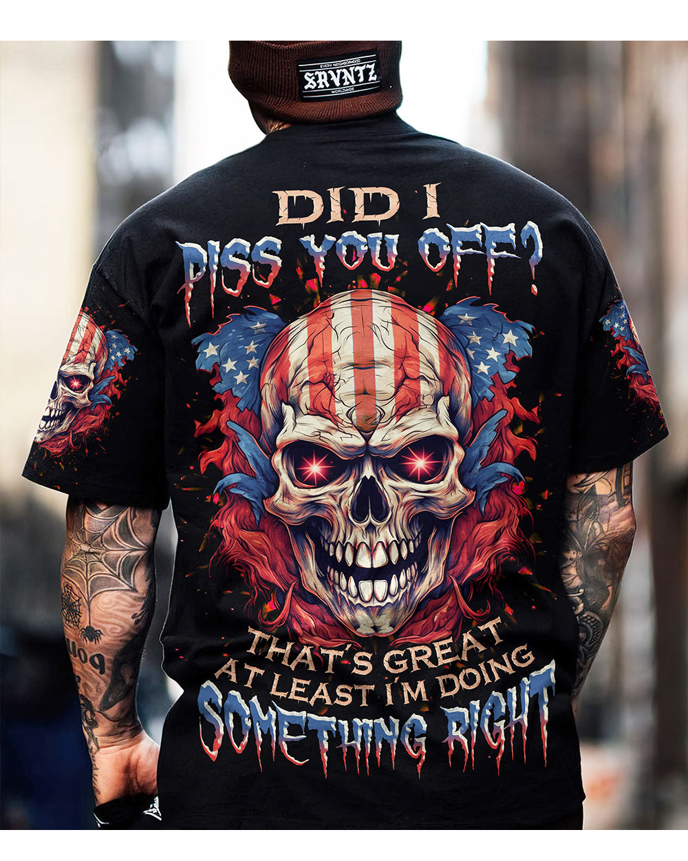 Did You Piss Me Off Skull Flag T Shirt