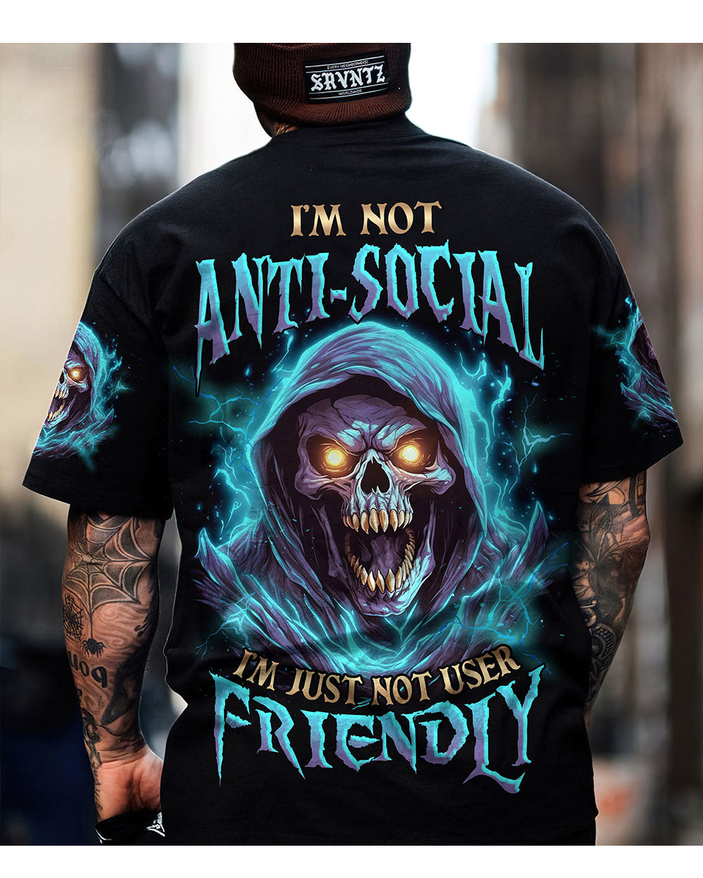 I'm Not Anti Social Skull Black T Shirt