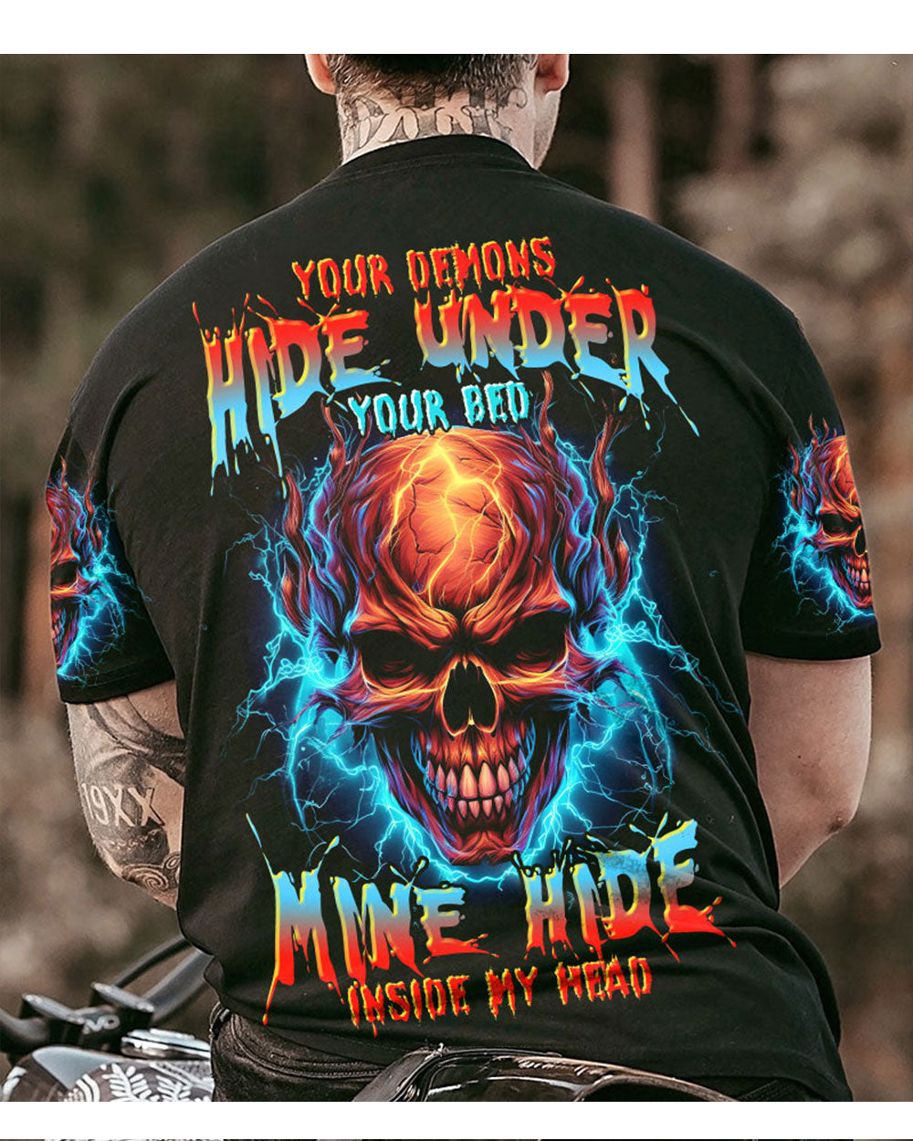 Your Demons Hide Under Your Bed Skull T Shirt