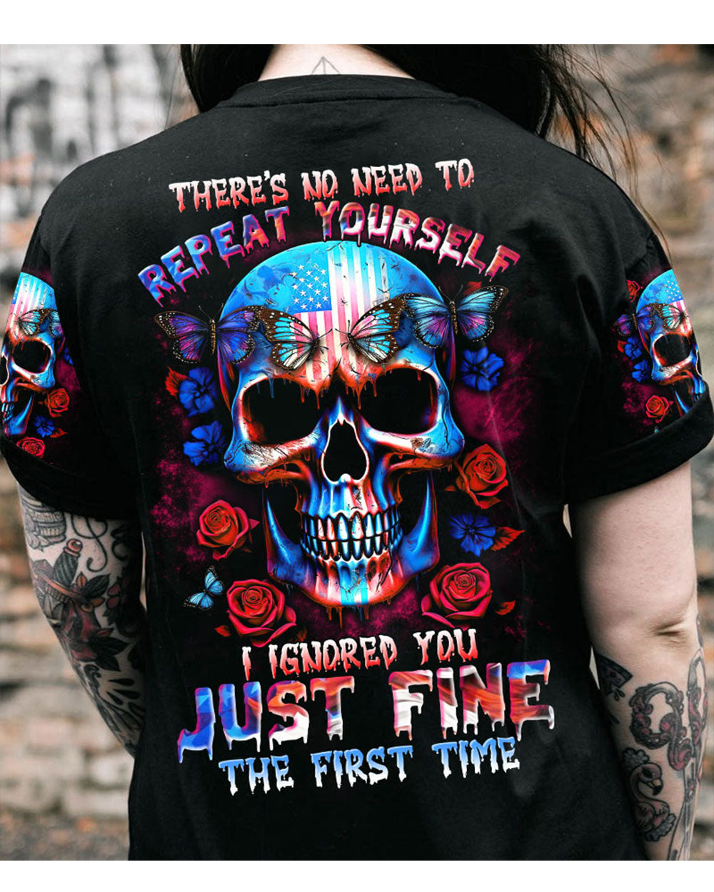 There Is No Need To Repeat Yourself Skull T Shirt