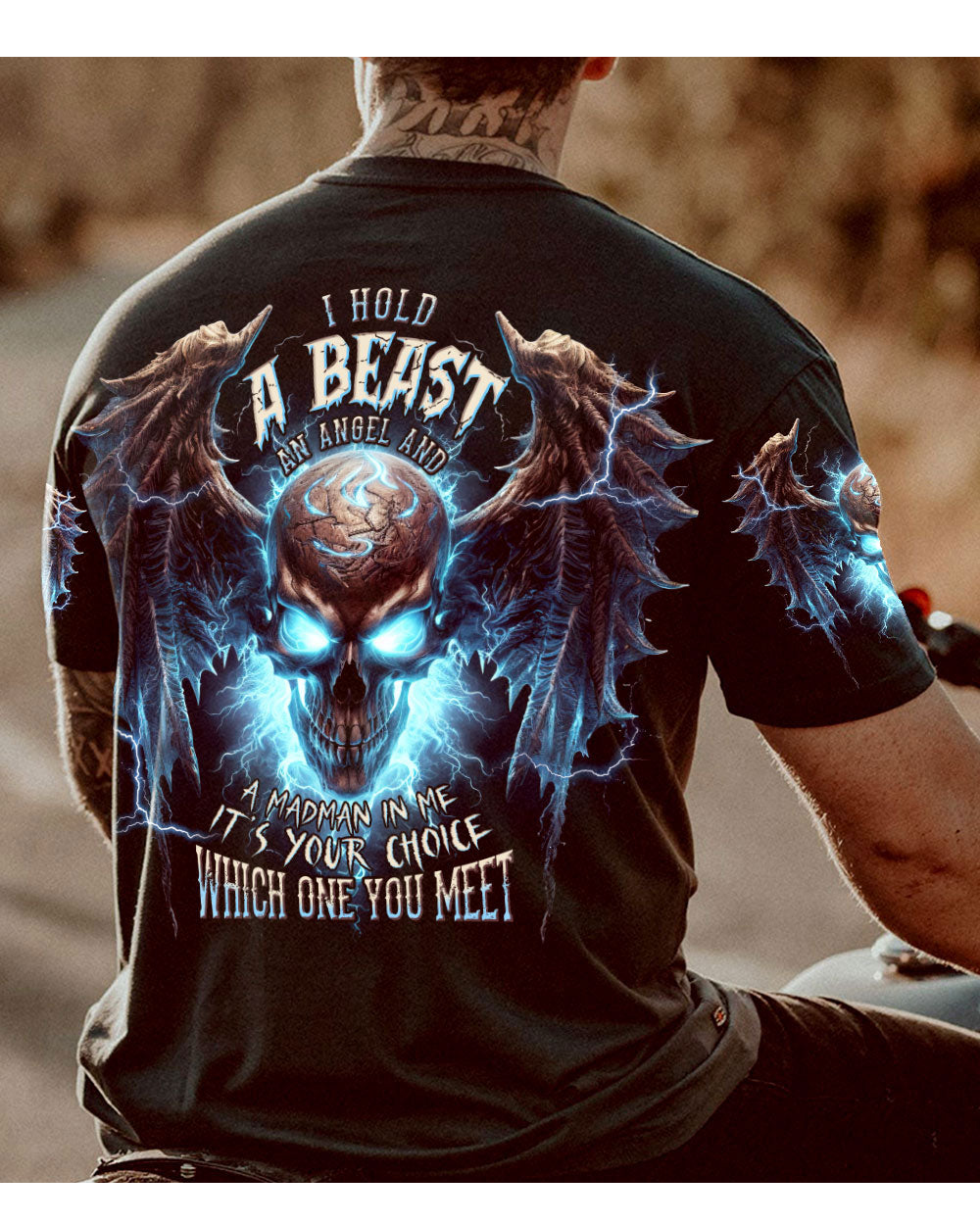 I Hold A Beast An Angel Skull Skull Wings T Shirt