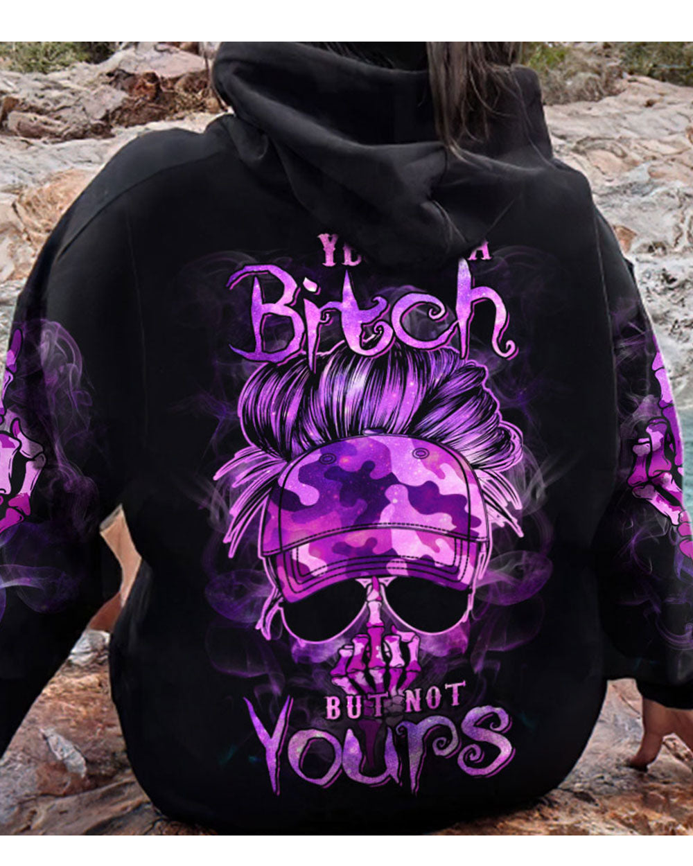 Yes I'm A B But Not Yours Skull Purple Camo Hoodie