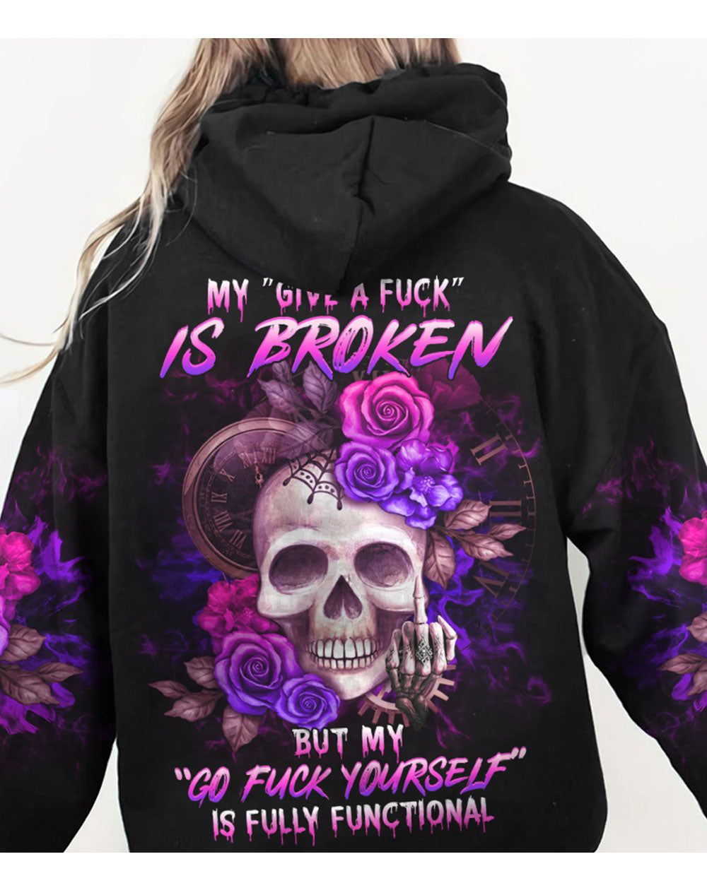 My Give A F Is Broken Skull Black Hoodie