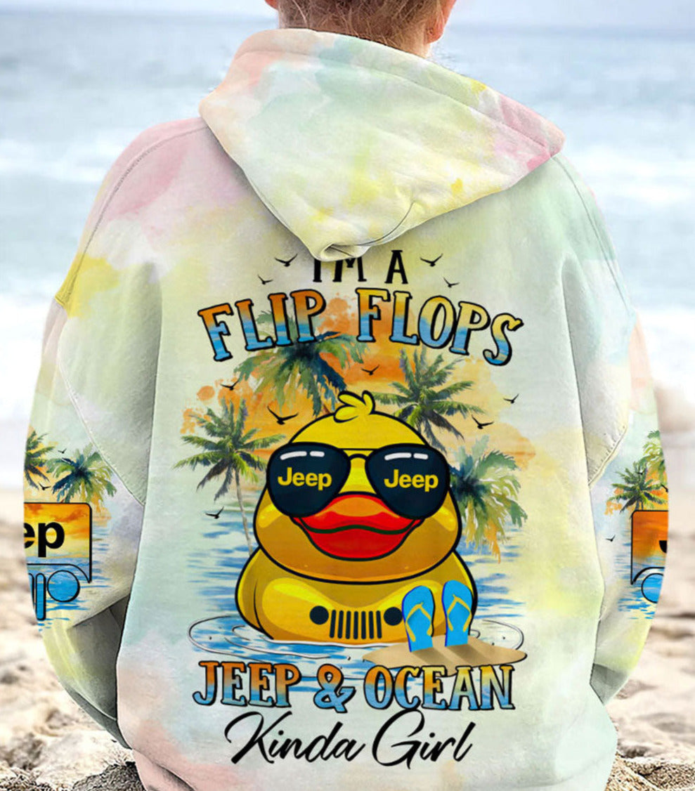 Flip Flops Jeep Ocean Kinda Girl Duck Hoodie