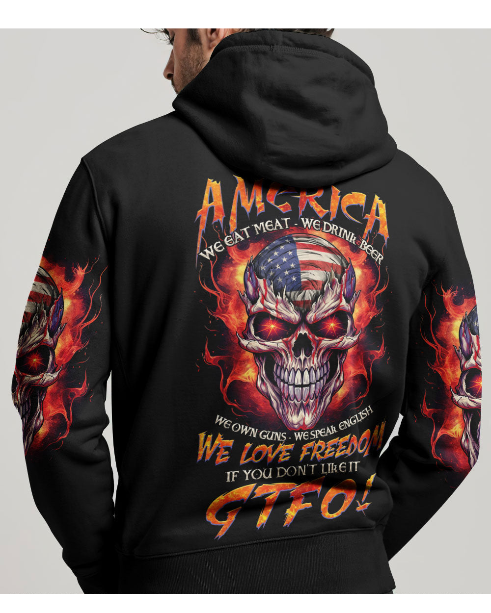 This Is American Skull Flag Fire Hoodie