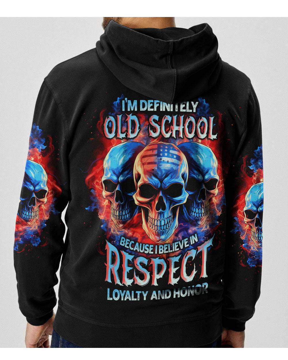 I'm Definitely Old School 3 Skulls Hoodie