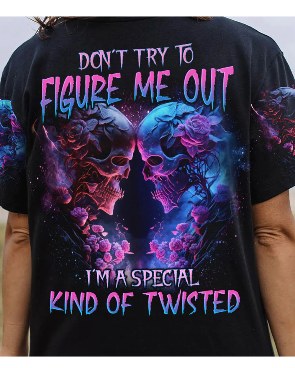 Don't Try To Figure Me Out Couple Skull Black T Shirt